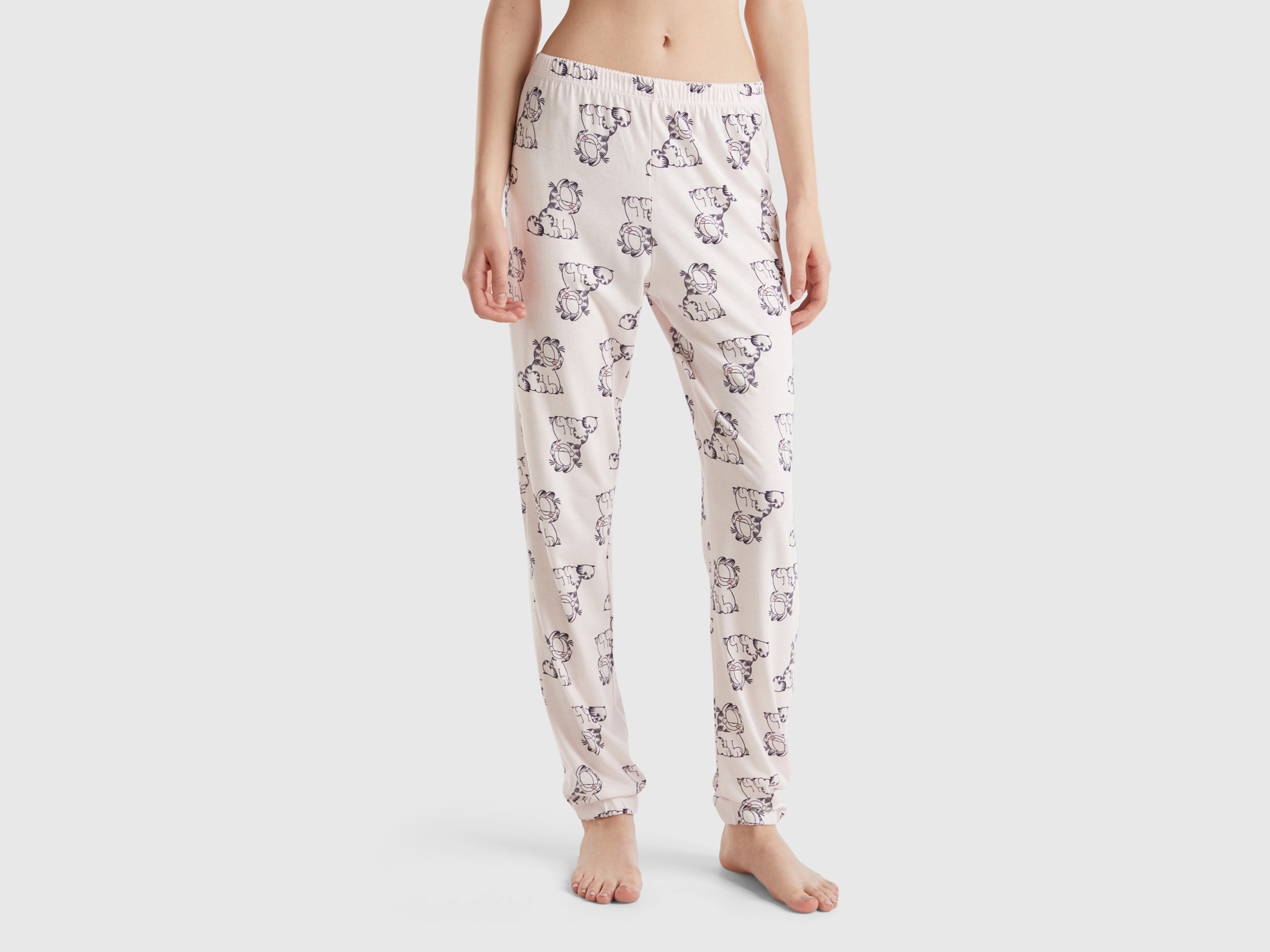 Benetton, Pantaloni Da Pigiama Garfield ©2024 By Paws, Inc., Bianco, Donna