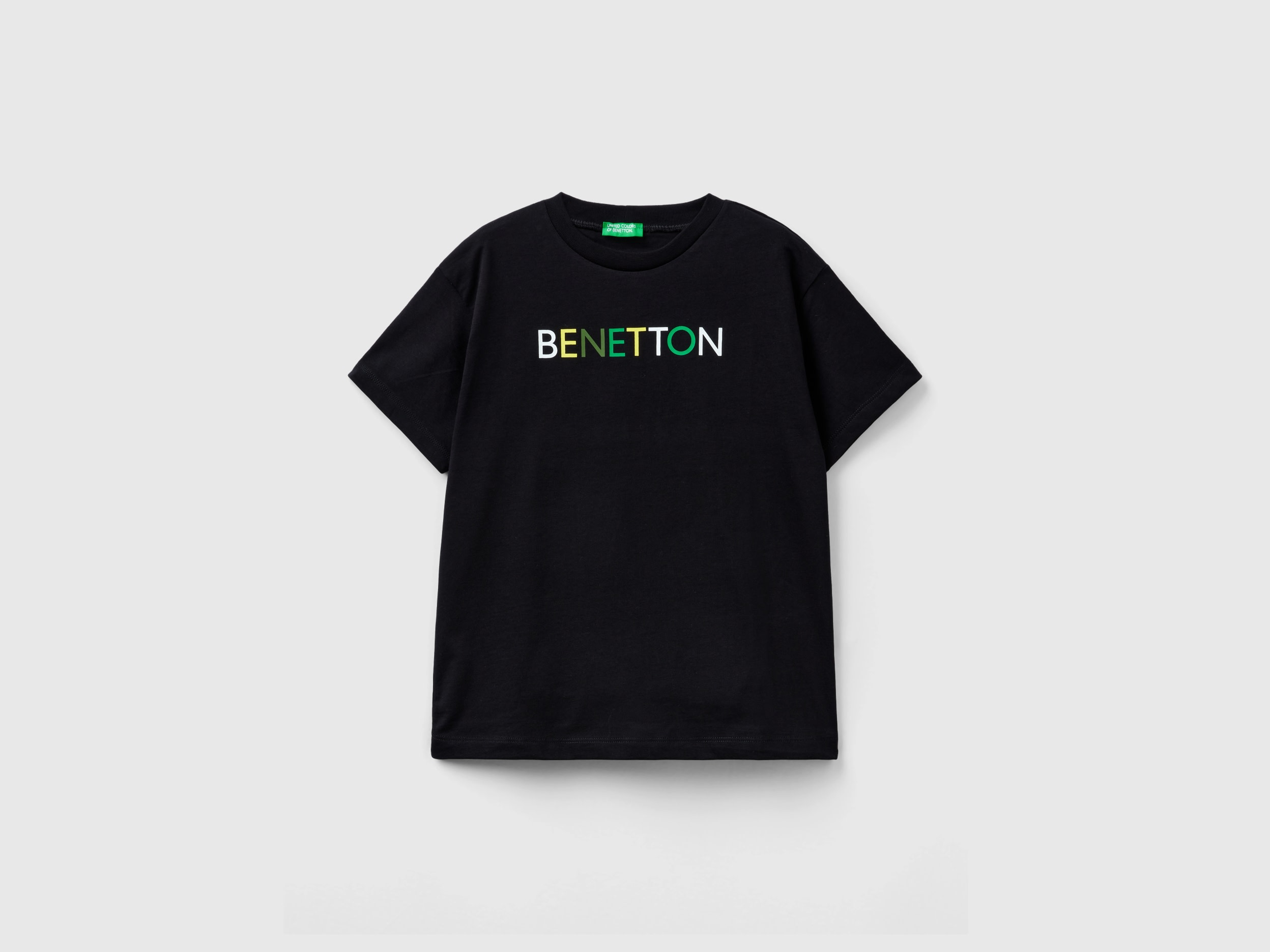 Benetton, 100% Organic Cotton T-shirt, size 2XL, Black, Kids