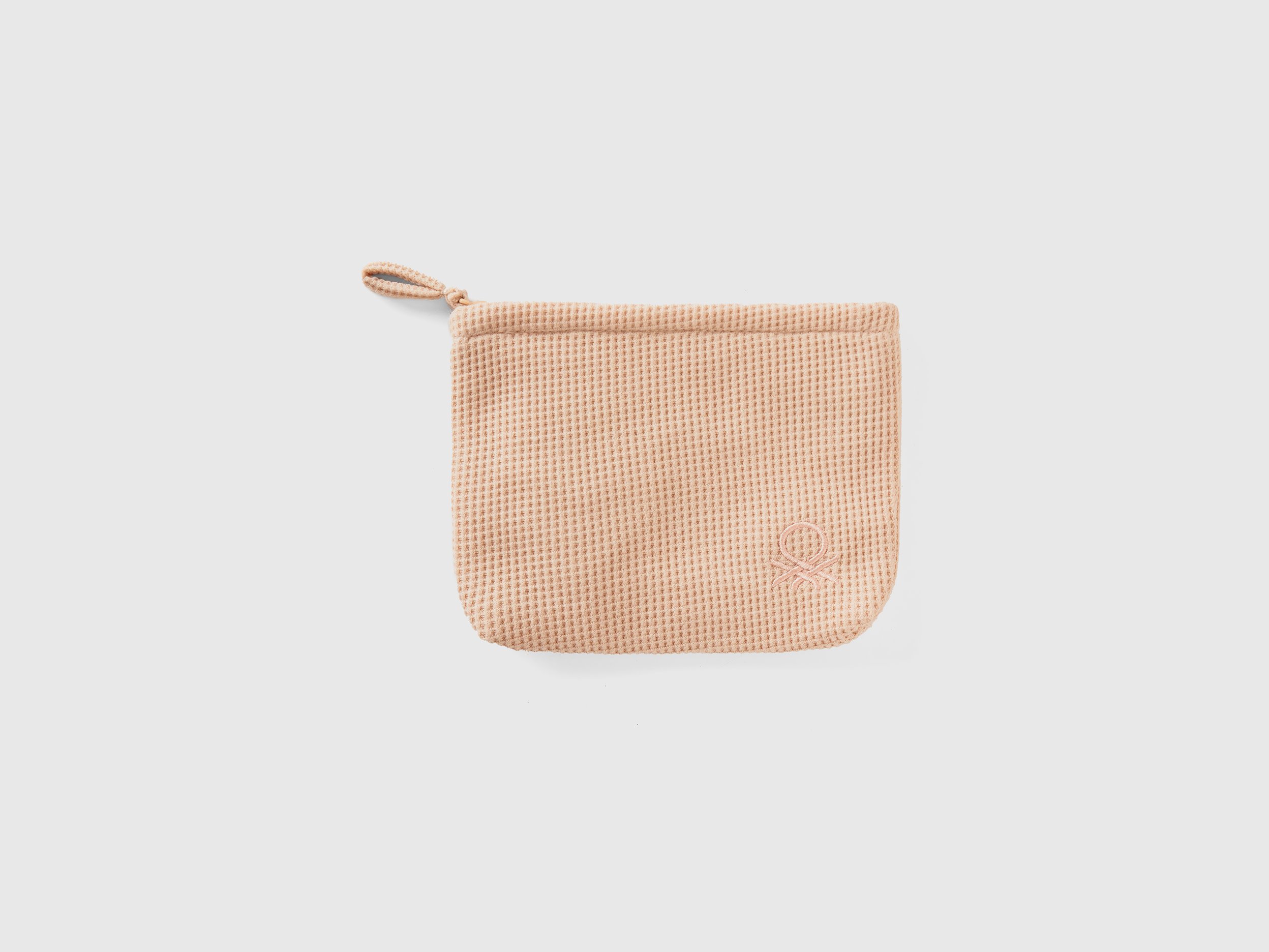 Benetton, Beauty Case In Cotone A Nido D'ape, Pesca, Donna