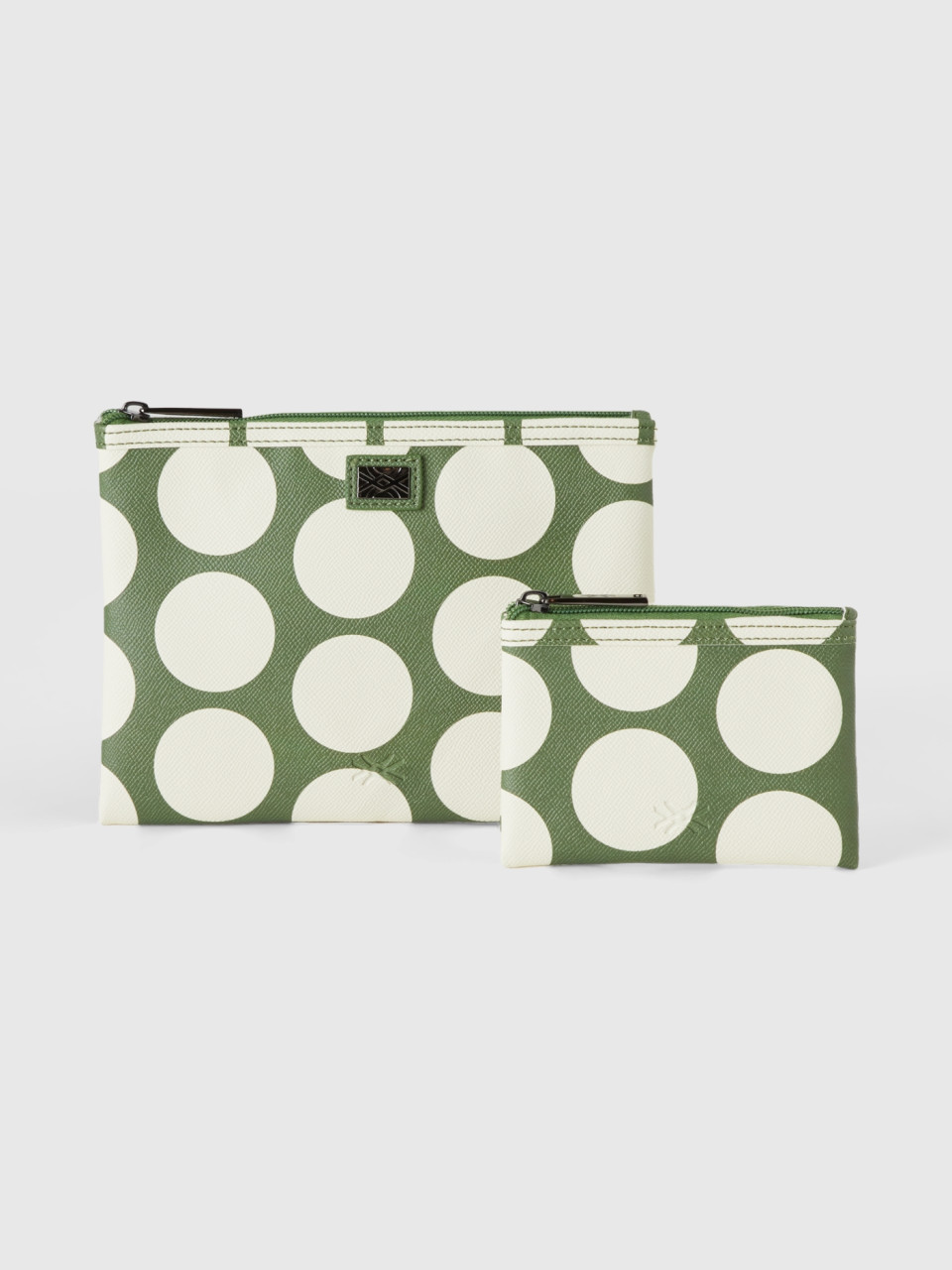 Benetton, Two Green Bags With White Polka Dots, Green, Women