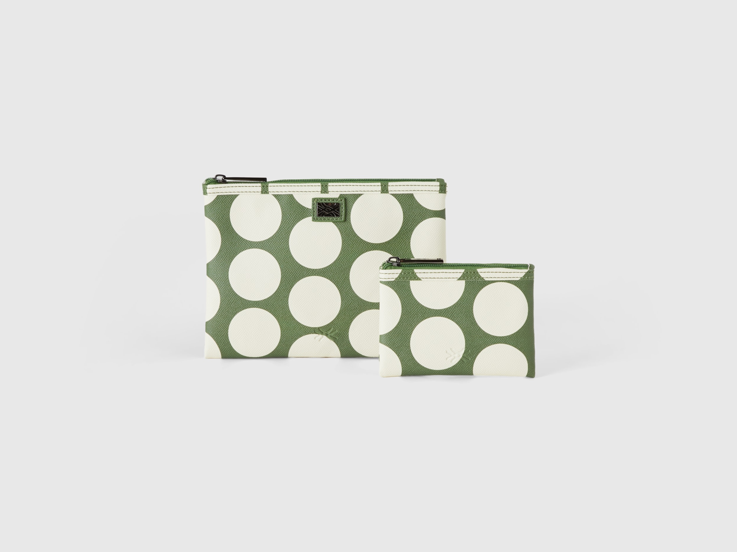Benetton, Two Green Bags With White Polka Dots, size OS, Green, Women
