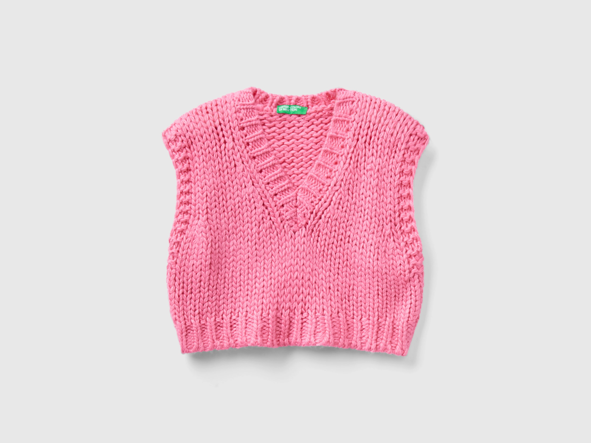 Benetton, Boxy Fit Short Vest, size L, Pink, Kids