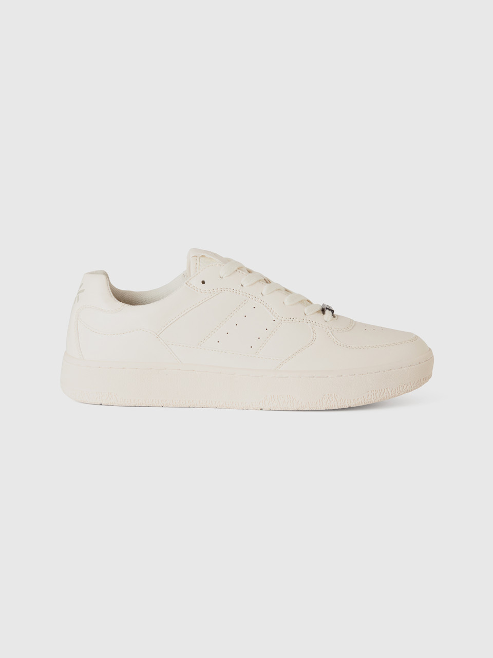 Benetton, Low-top Sneakers In Imitation Leather,5-9, Creamy White