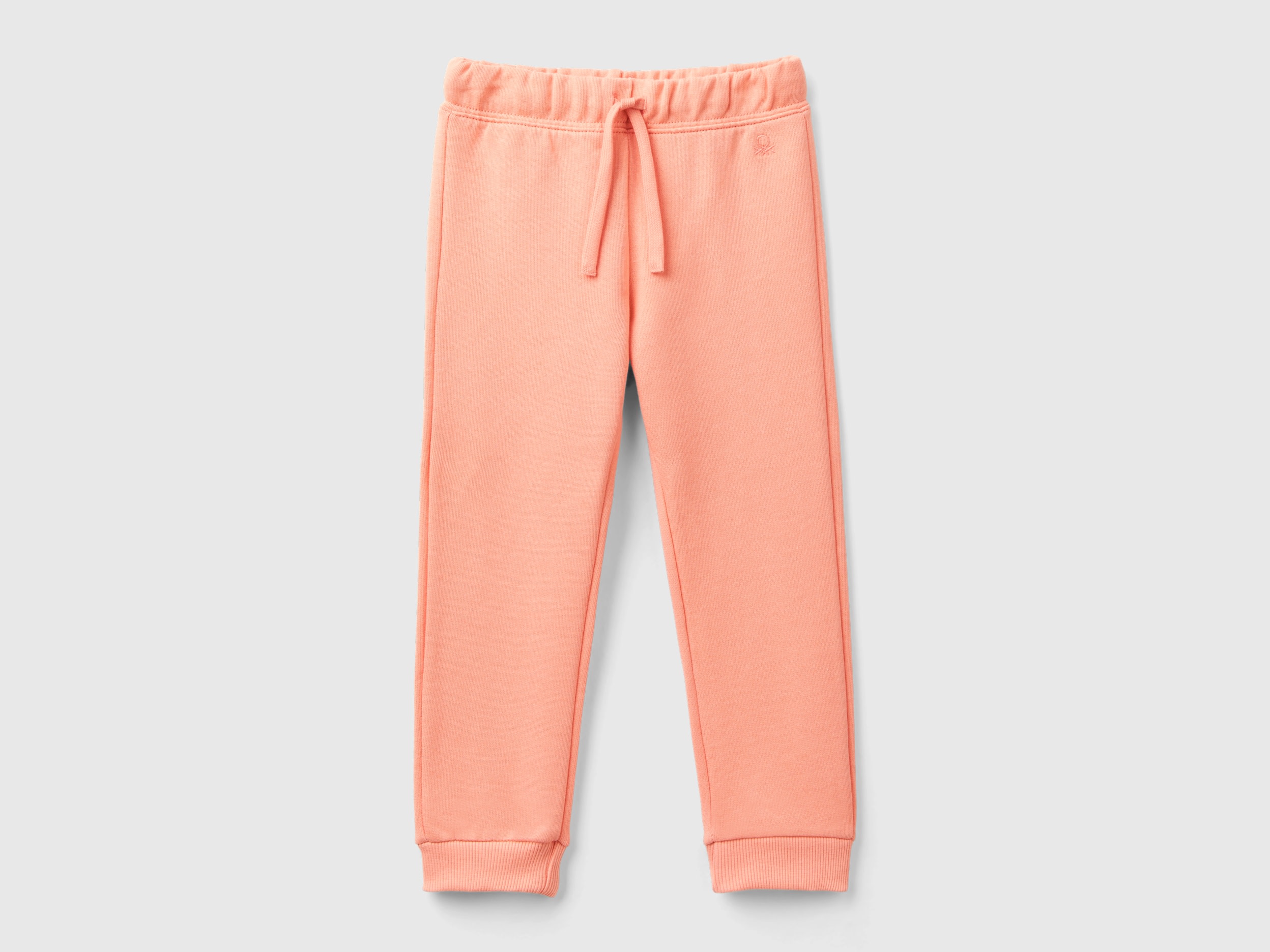 Benetton, Pantaloni In Felpa Di Cotone Bio, Pesca, Bambini