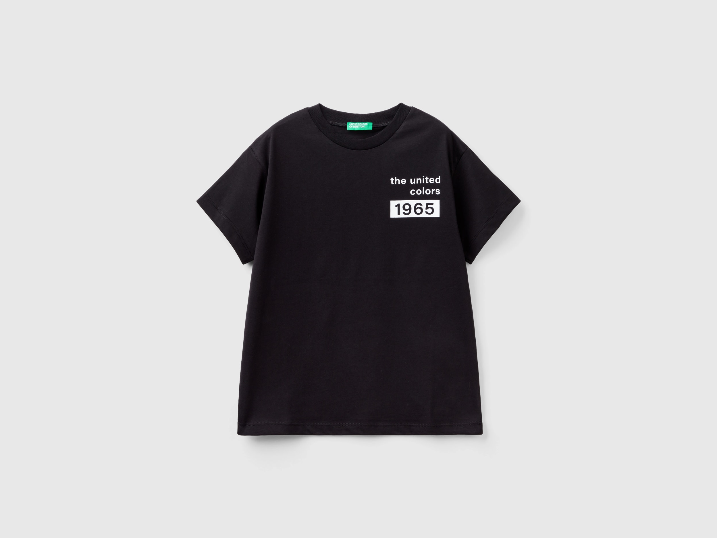 Benetton, 100% Cotton T-shirt With Logo, size 3XL, Black, Kids