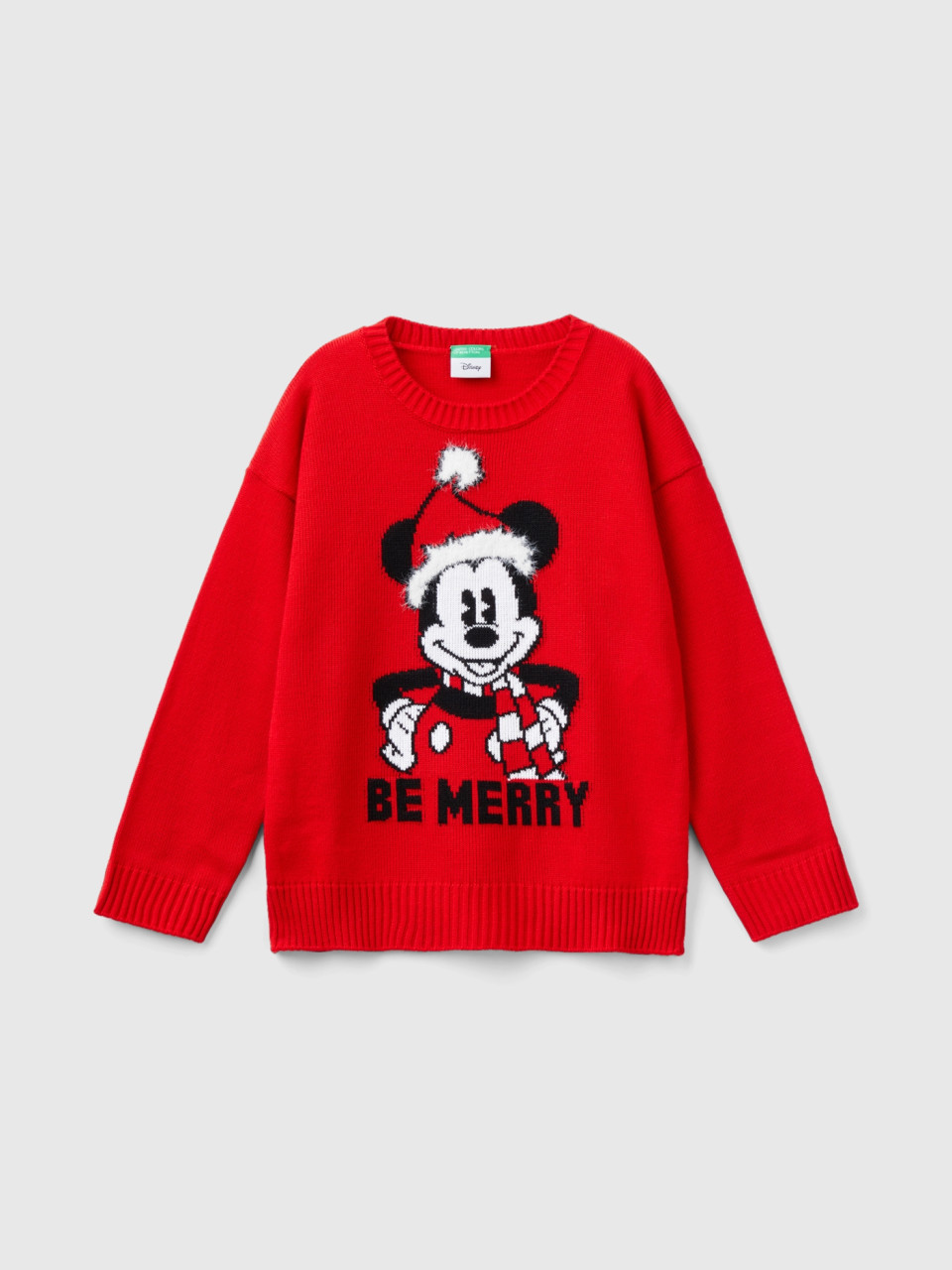 Benetton, Mickey Mouse Christmas Shirt, Red, Kids