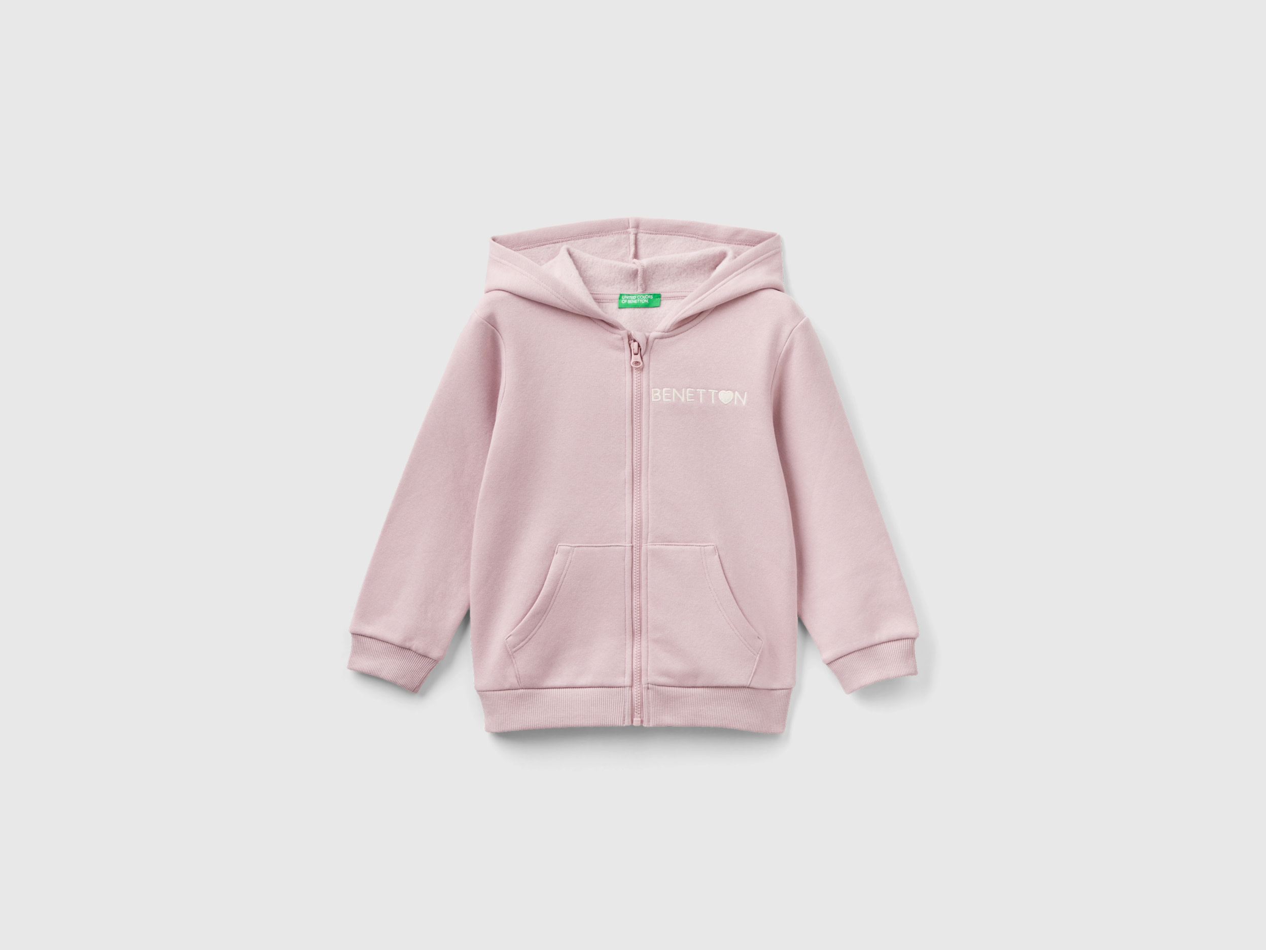 Benetton, Zip-up Sweatshirt In Cotton Blend, size 4-5, Pink, Kids