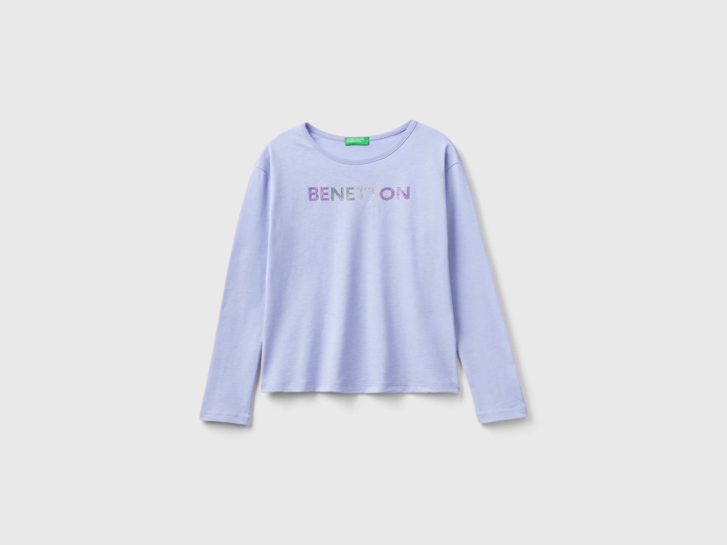 Benetton, T-shirt In Warm Organic Cotton With Glitter, size XL, Lilac, Kids