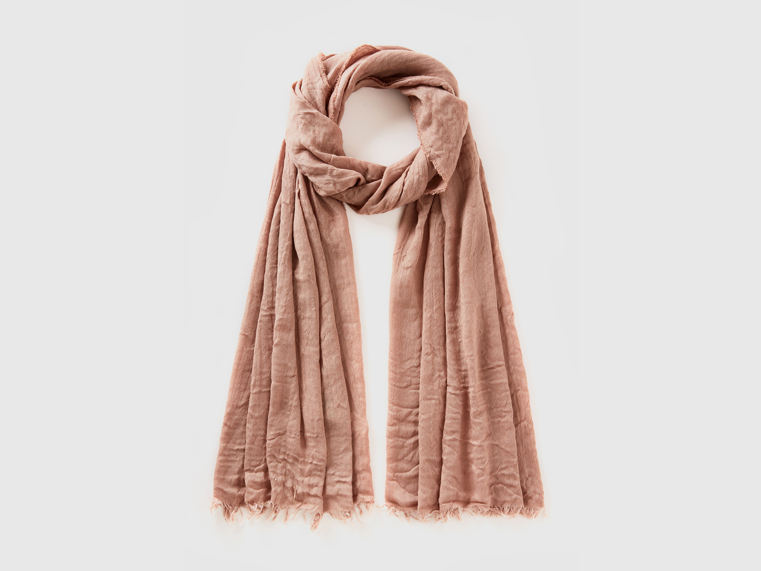 Benetton, Sciarpa Leggera In Misto Viscosa, Beige, Donna