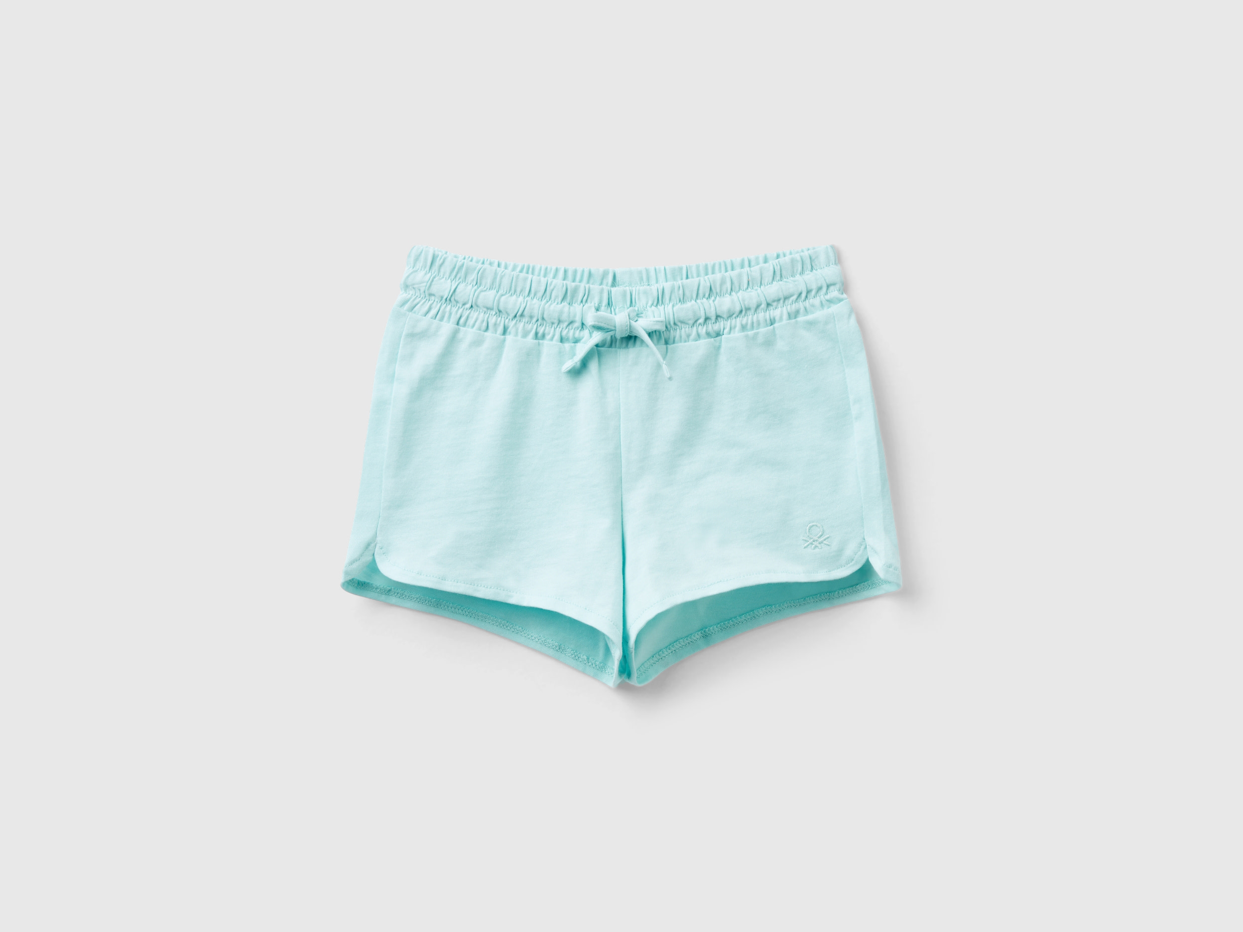 Image of Benetton, Shorts With Drawstring In Organic Cotton, size 110, Aqua, Kids