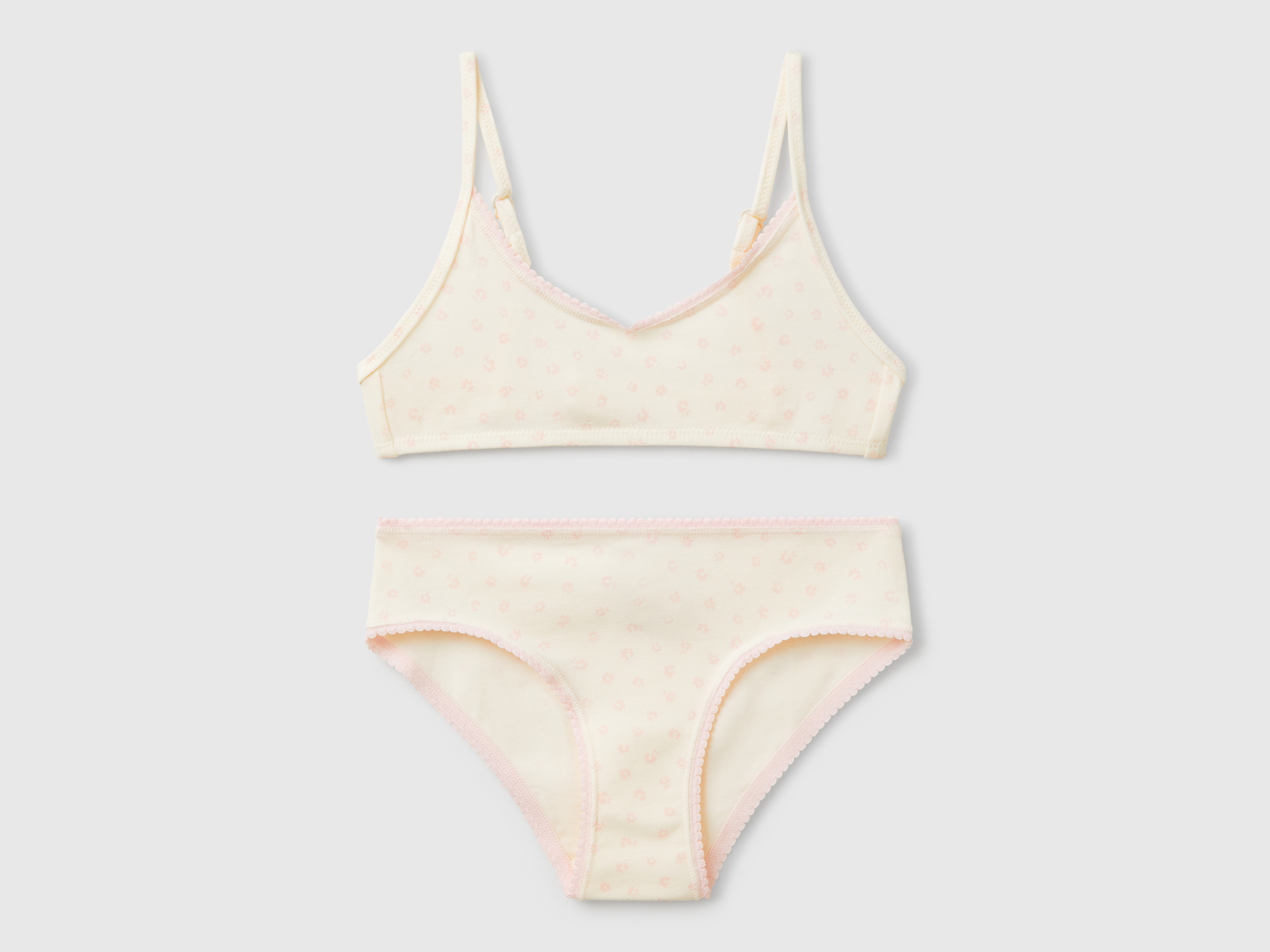 Benetton, Ensemble Soutien-gorge Et Culotte Fleuris, taille 2XL, Crème, Enfants - United Colors of Benetton - Modalova