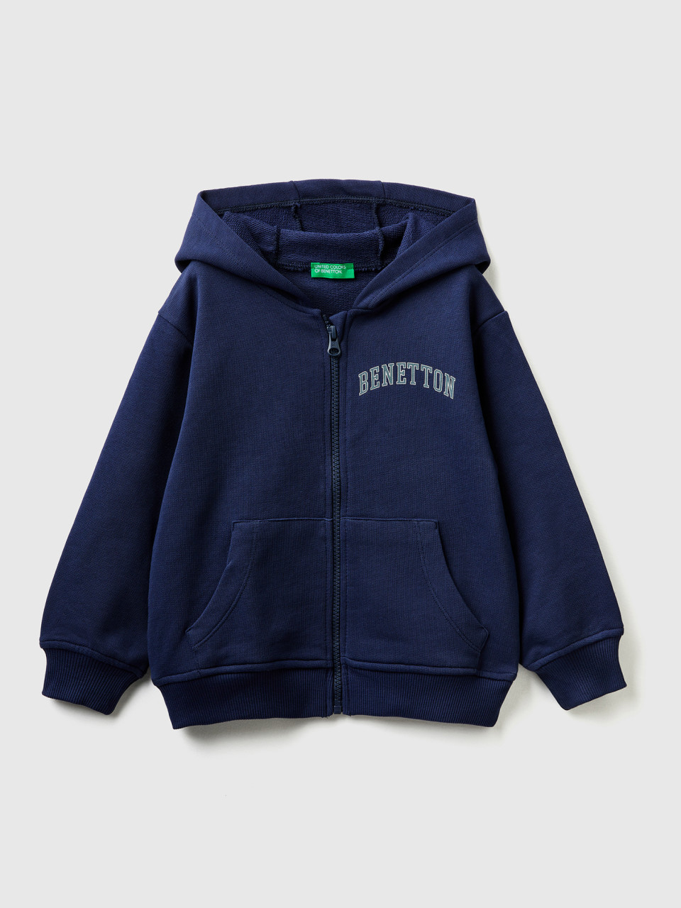 Benetton, Hoodie With Logo, Dark Blue, Kids