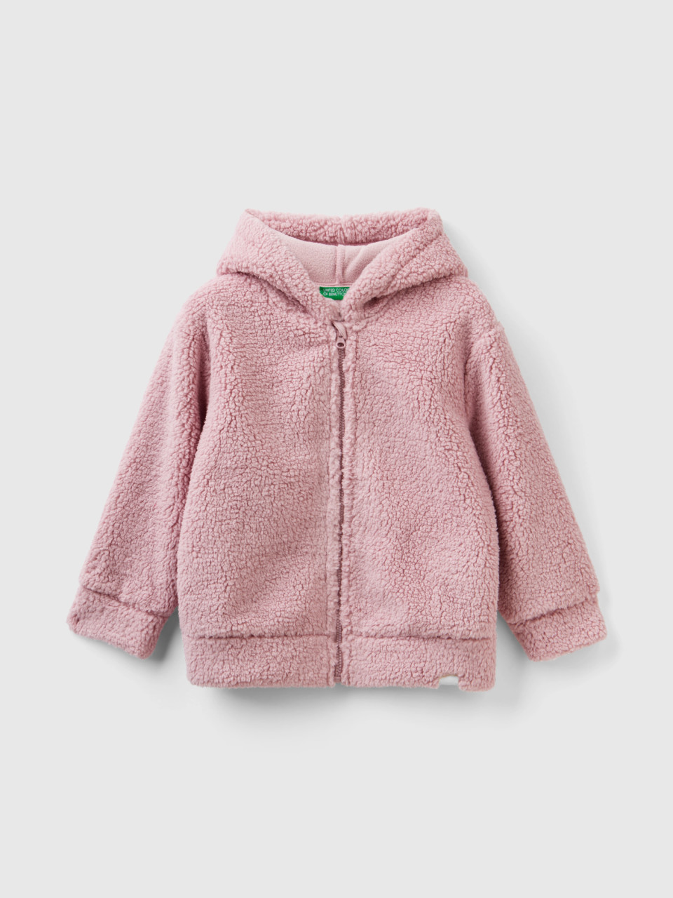 Benetton, Sweatshirt Mit Teddy-effekt Und Kapuze, Pink, male