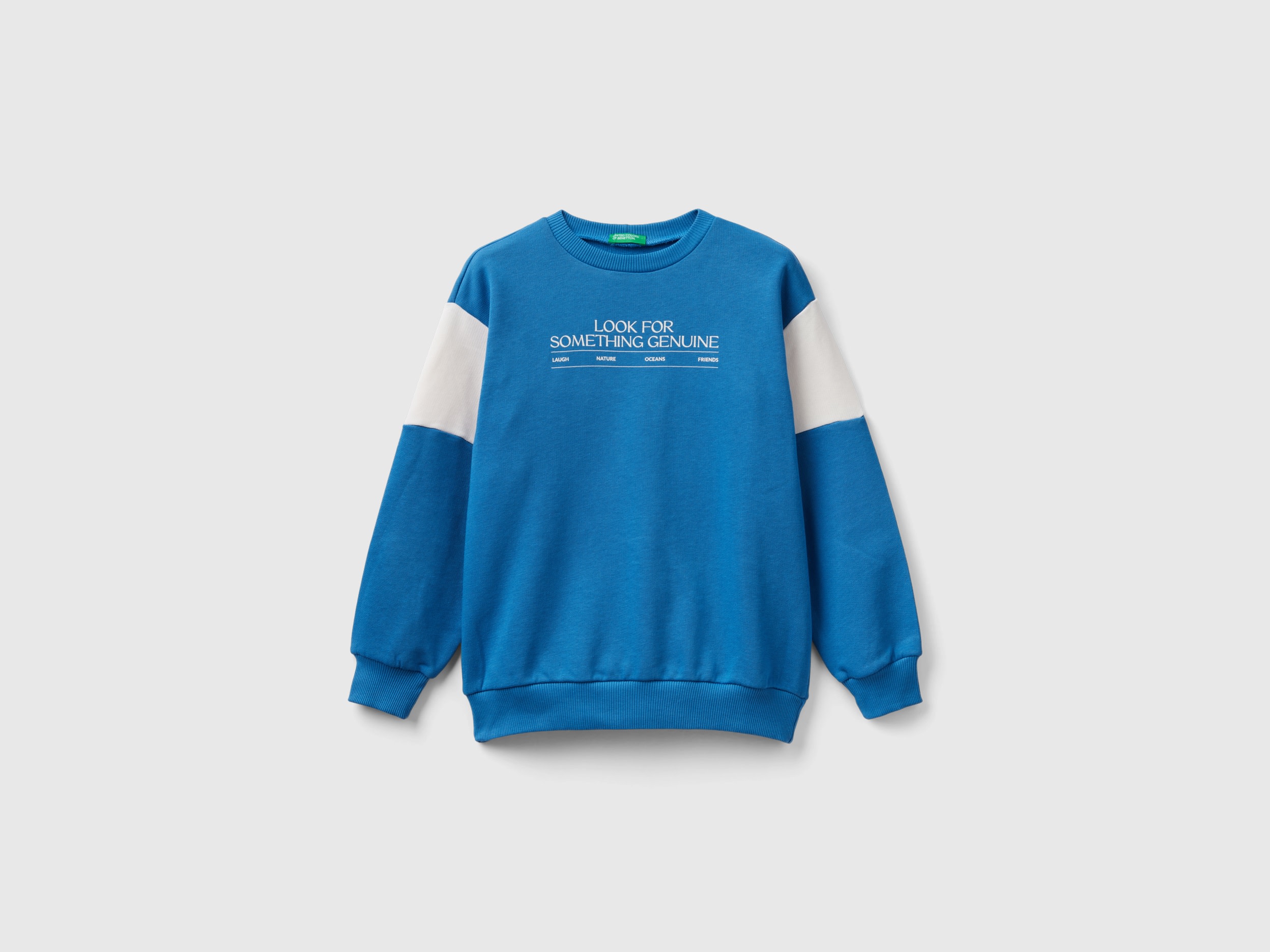 Benetton, Oversized Sweatshirt In Organic Cotton, size S, Sky Blue, Kids