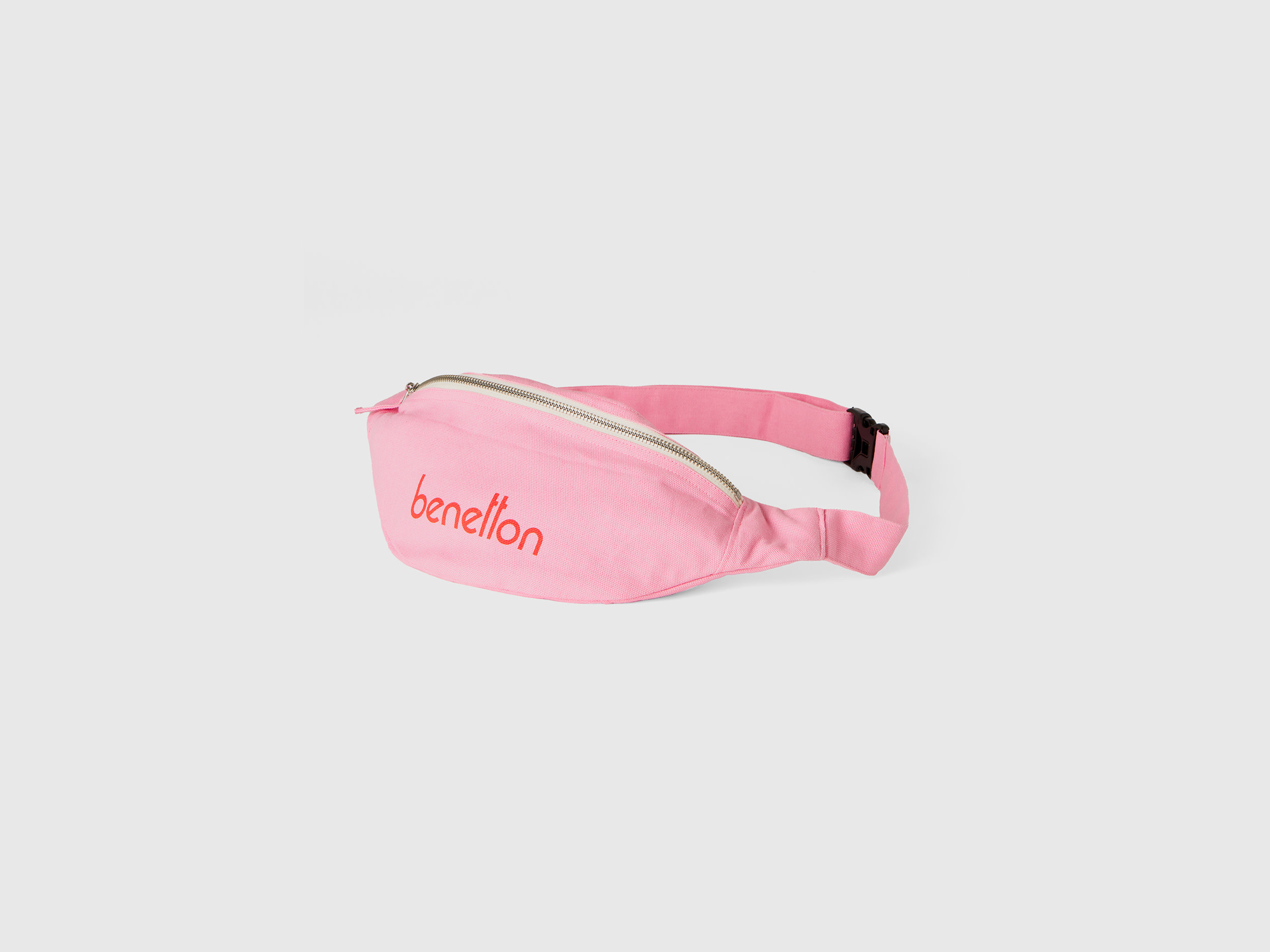 Benetton, Marsupio Rosa In Puro Cotone, Rosa, Donna