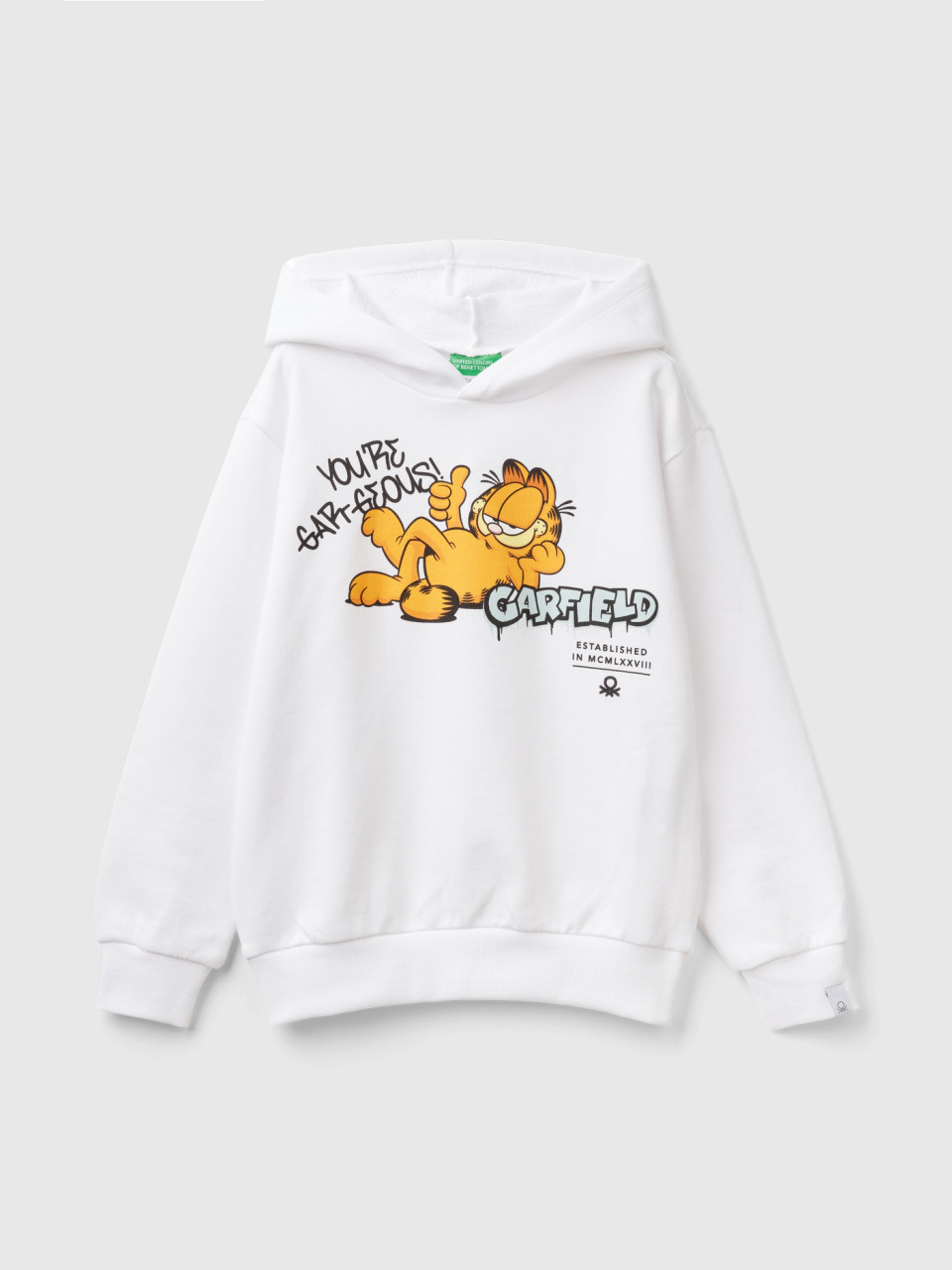 Benetton, Sweat Garfield ©2024 By Paws, taille S, Blanc