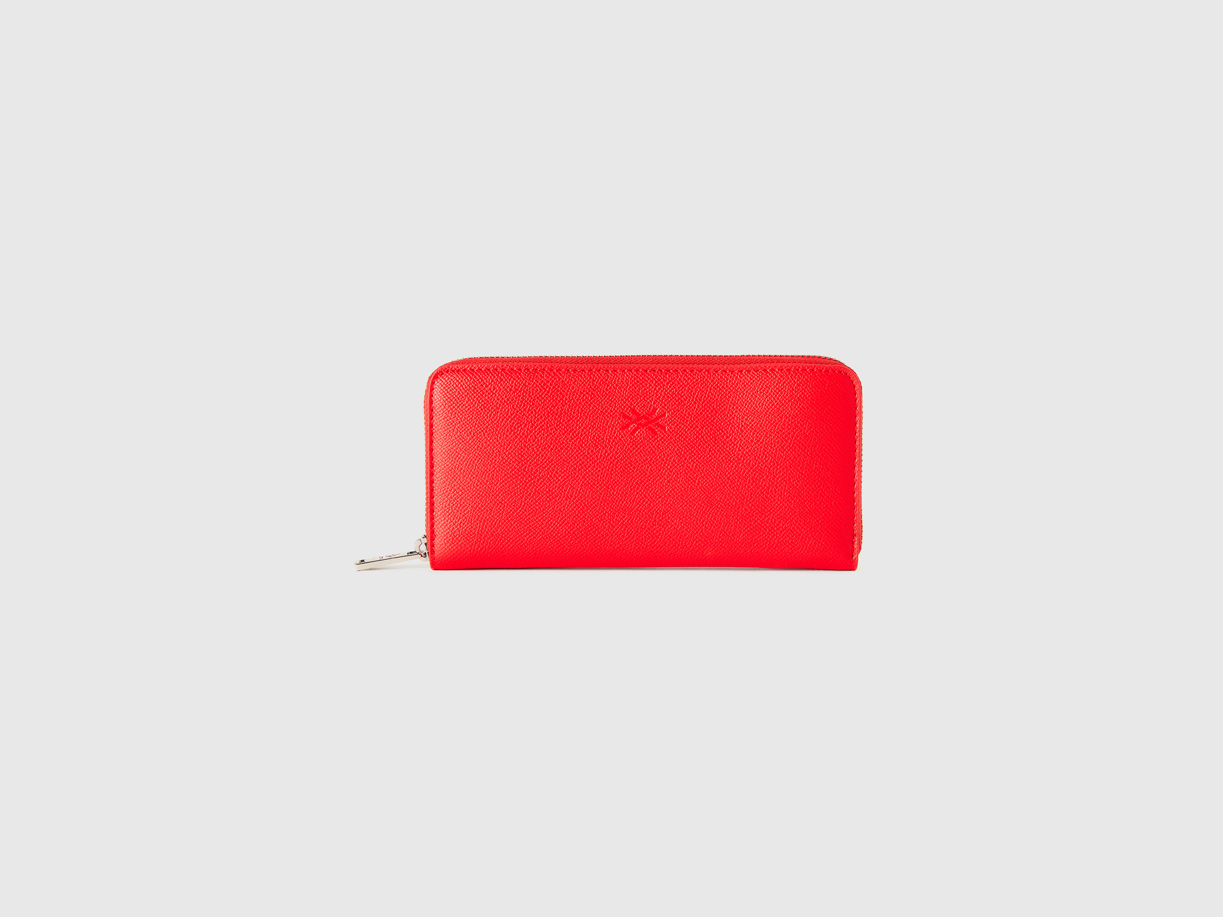 Benetton, Portafoglio Grande Con Zip, Rosso, Donna