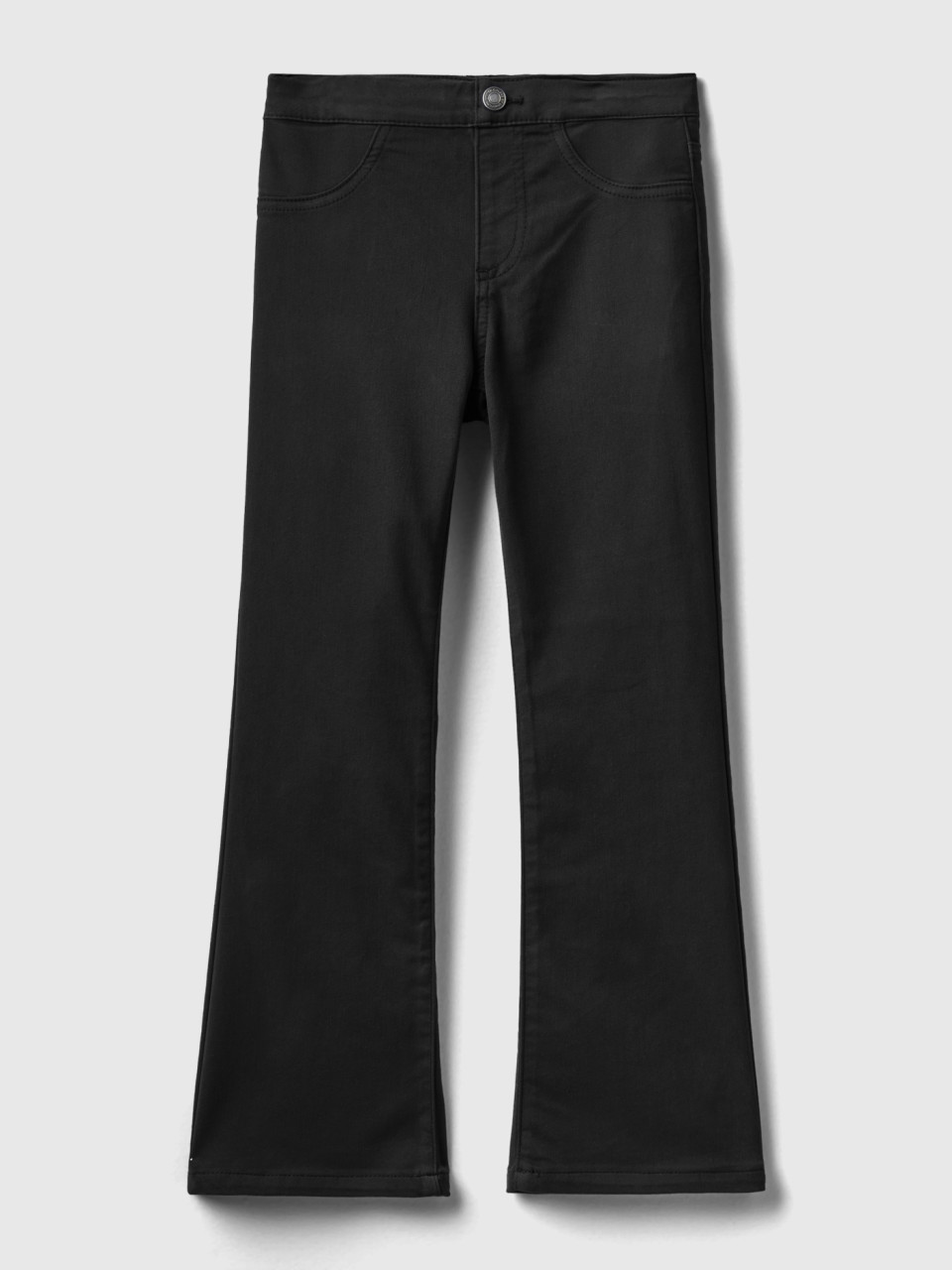 Benetton, Flared Stretch Trousers, Black, Kids
