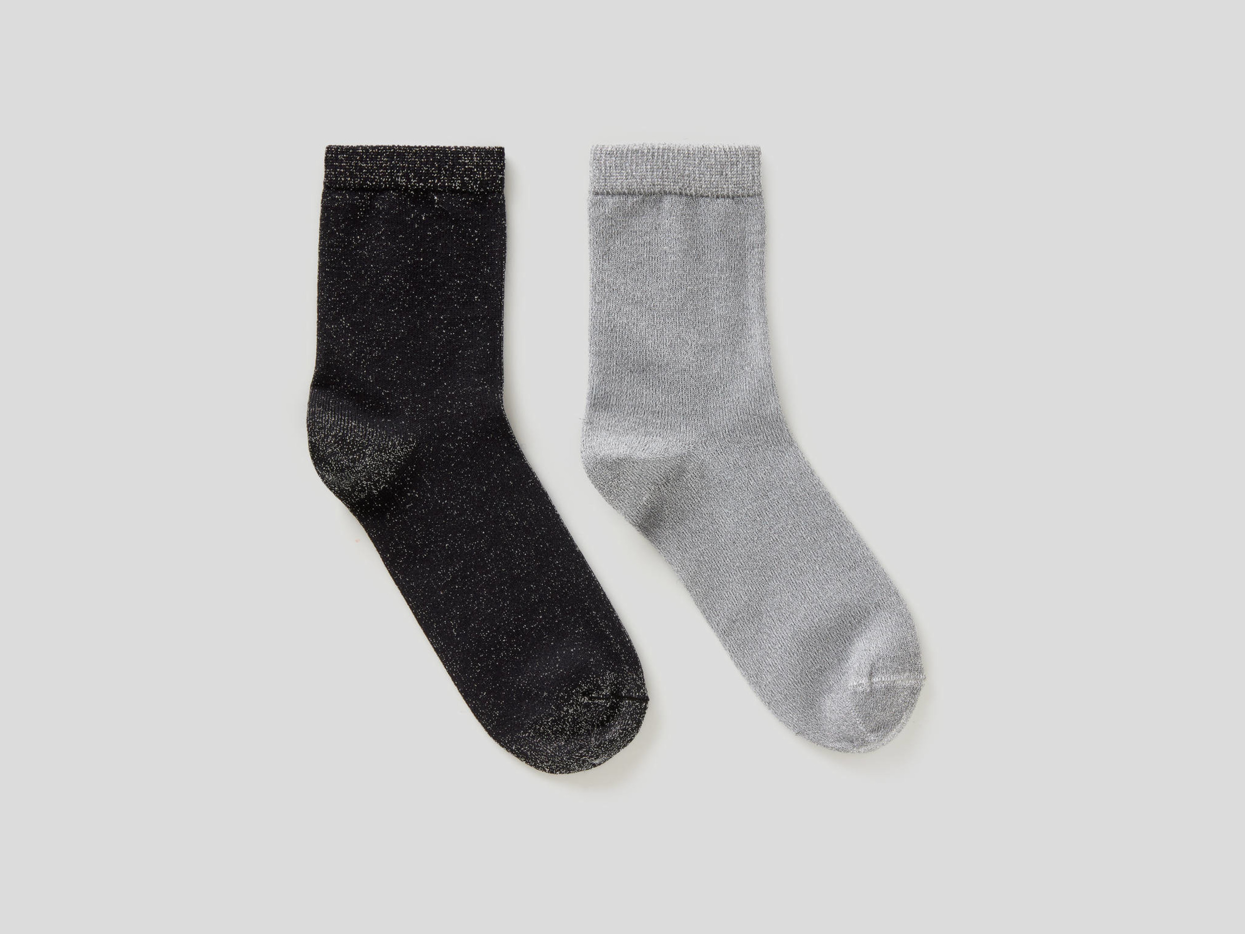 Benetton, Two Pairs Of Socks With Lurex Thread, size 3-4, Black, Kids