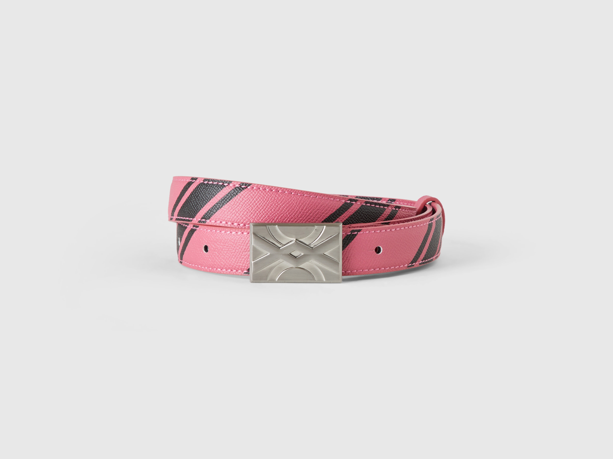Benetton, Pink Belt With Regimental Stripes, size L, Pink, Women