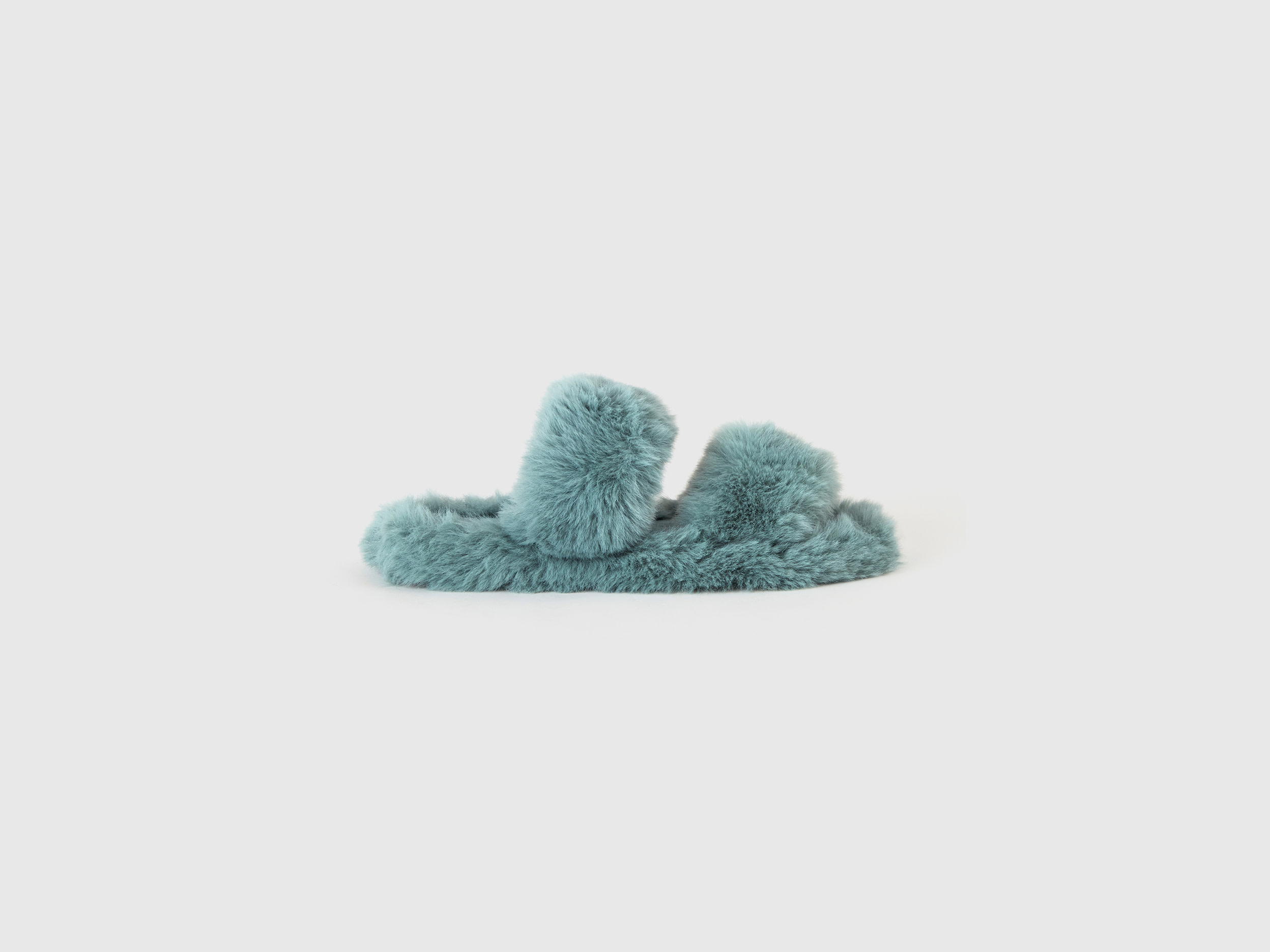 Benetton, Slippers In Faux Fur, size 4,5, Aqua, Women