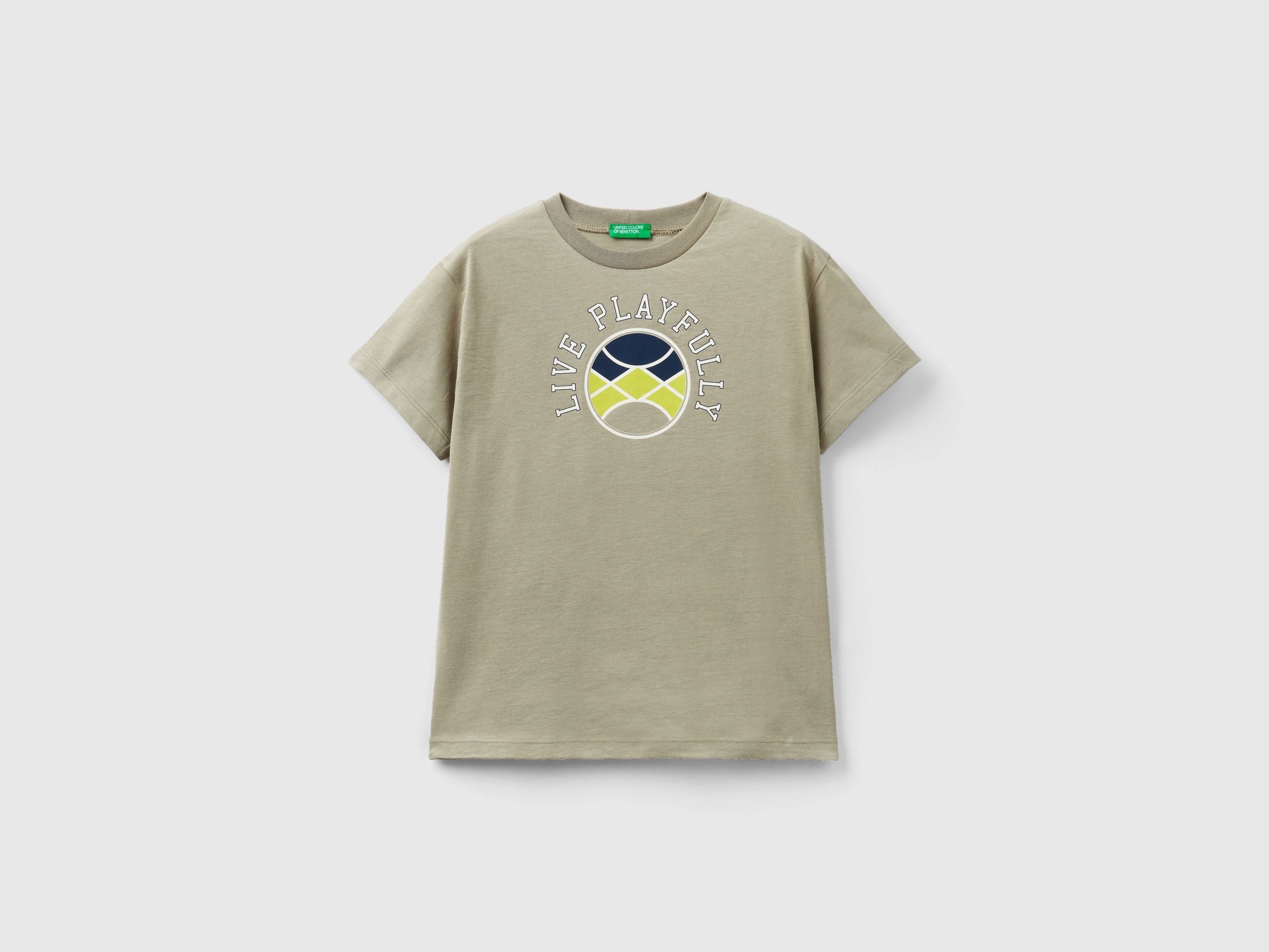 Benetton, Short Sleeve T-shirt In Organic Cotton, size XL, Beige, Kids