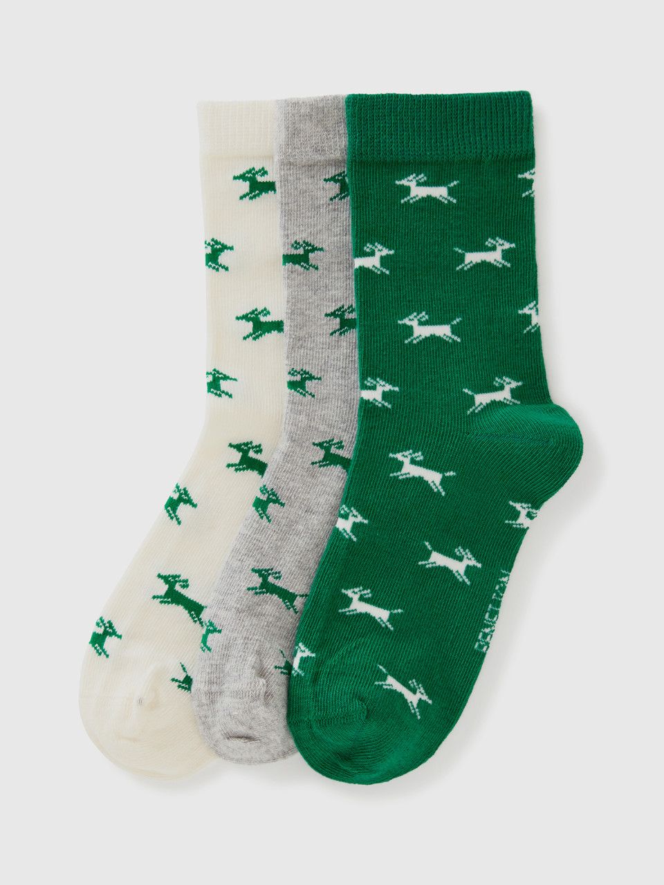 Benetton, Long Socks With Reindeer, Multi-color, Kids
