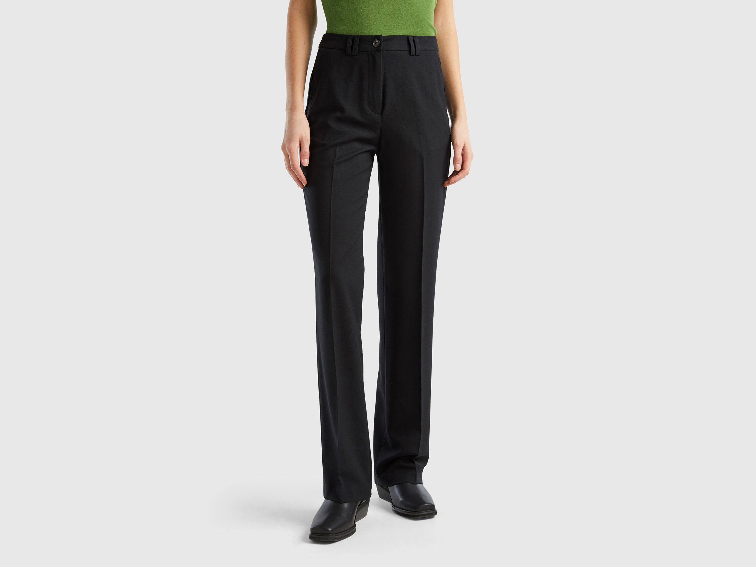 Benetton, Flowy Formal Trousers, size , Black, Women