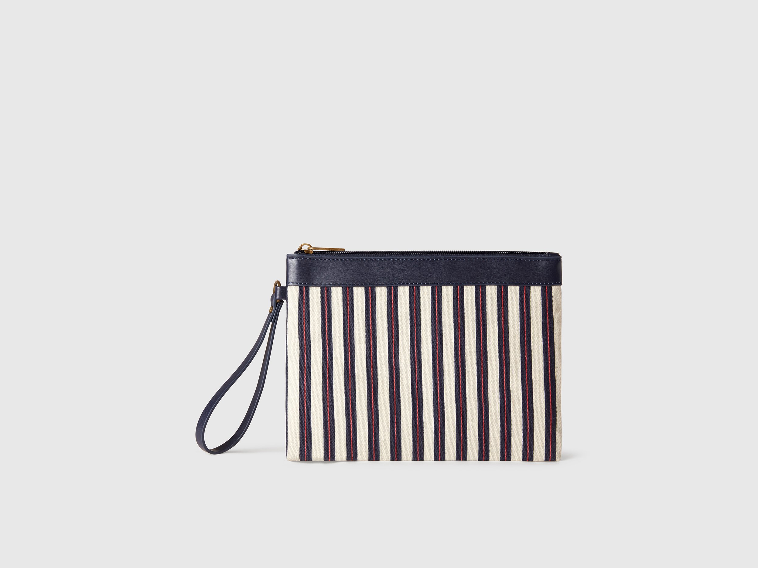 Benetton, Large Striped Clutch, size OS, Dark Blue, Women