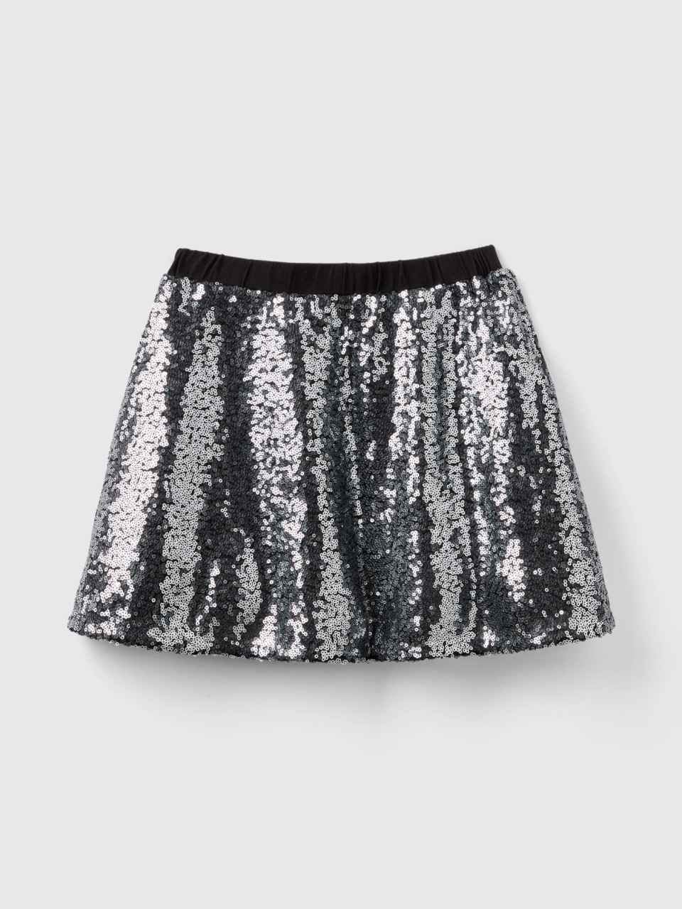 Benetton, Mini Skirt With Sequins, Silver, Kids