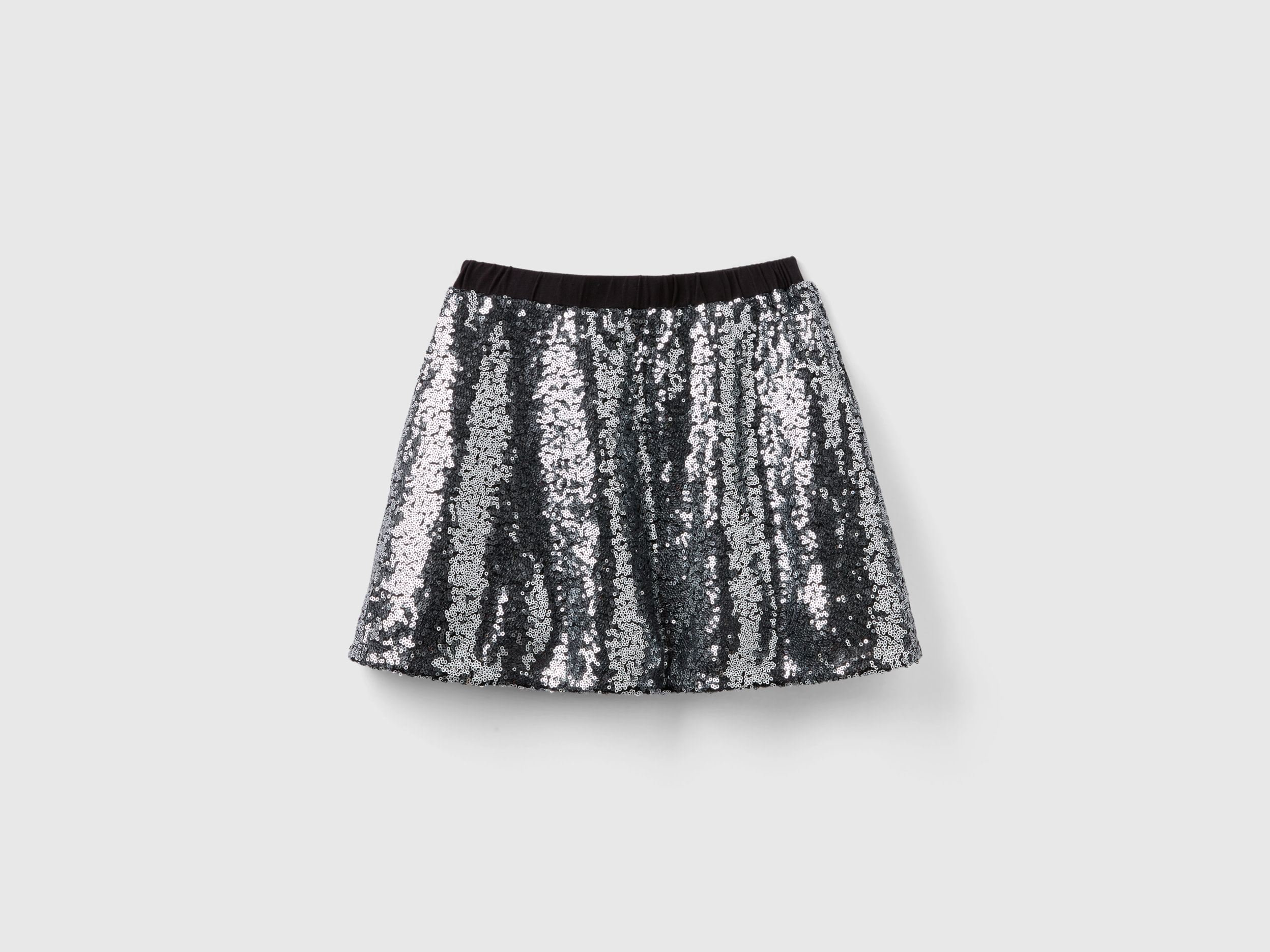 Benetton, Mini Skirt With Sequins, size XL, Silver, Kids
