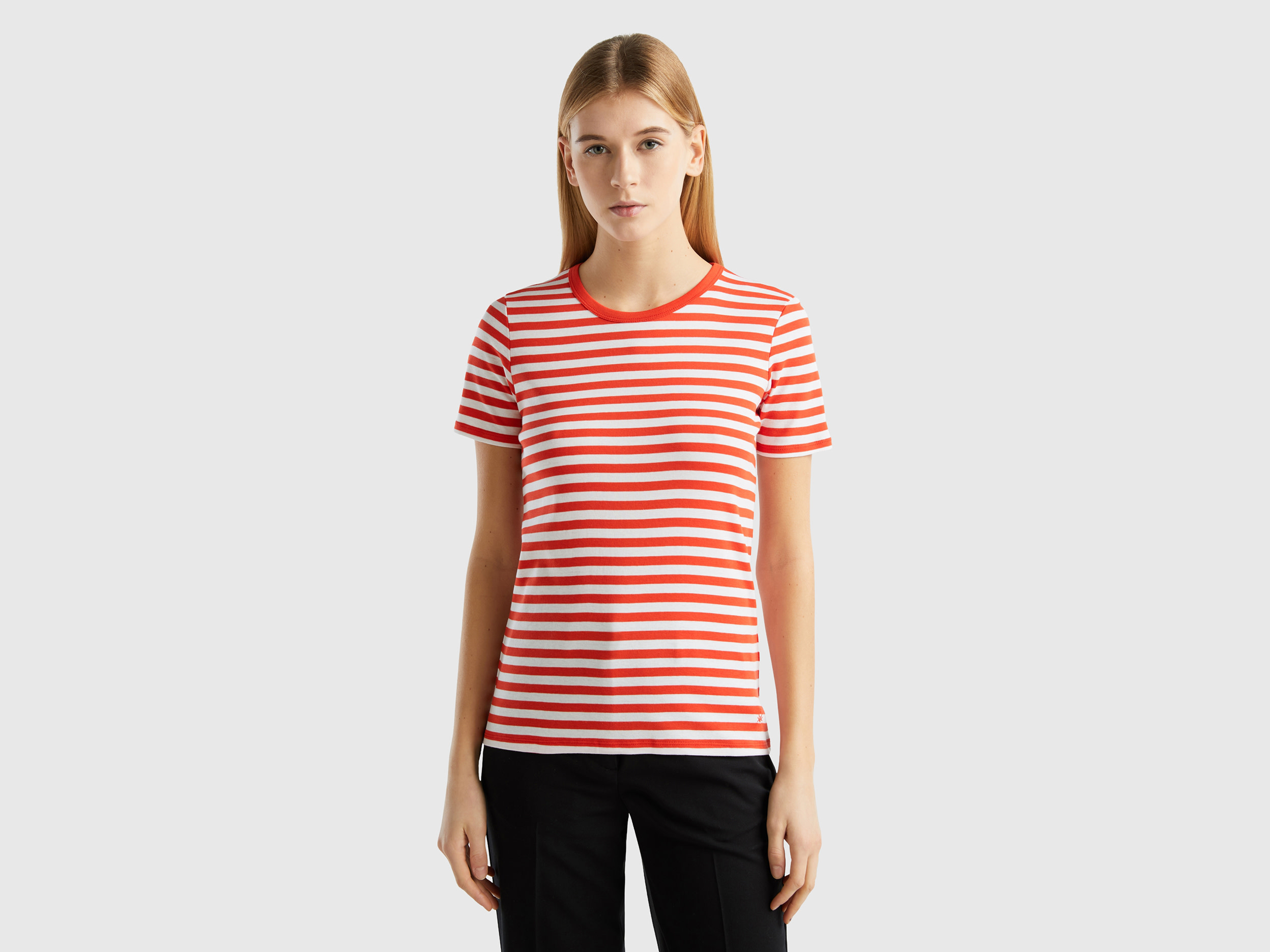 Benetton, Crew Neck Striped T-shirt, size XL, , Women