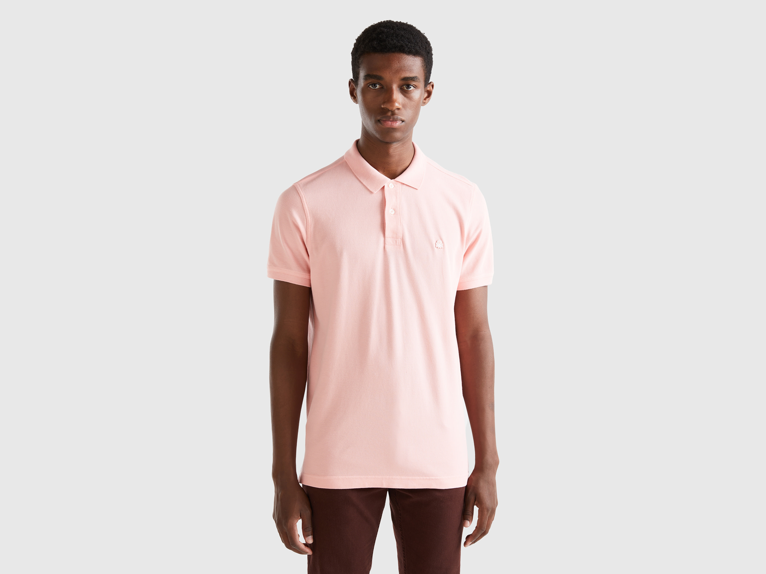 Benetton, Pink Regular Fit Polo, size S, Pink, Men
