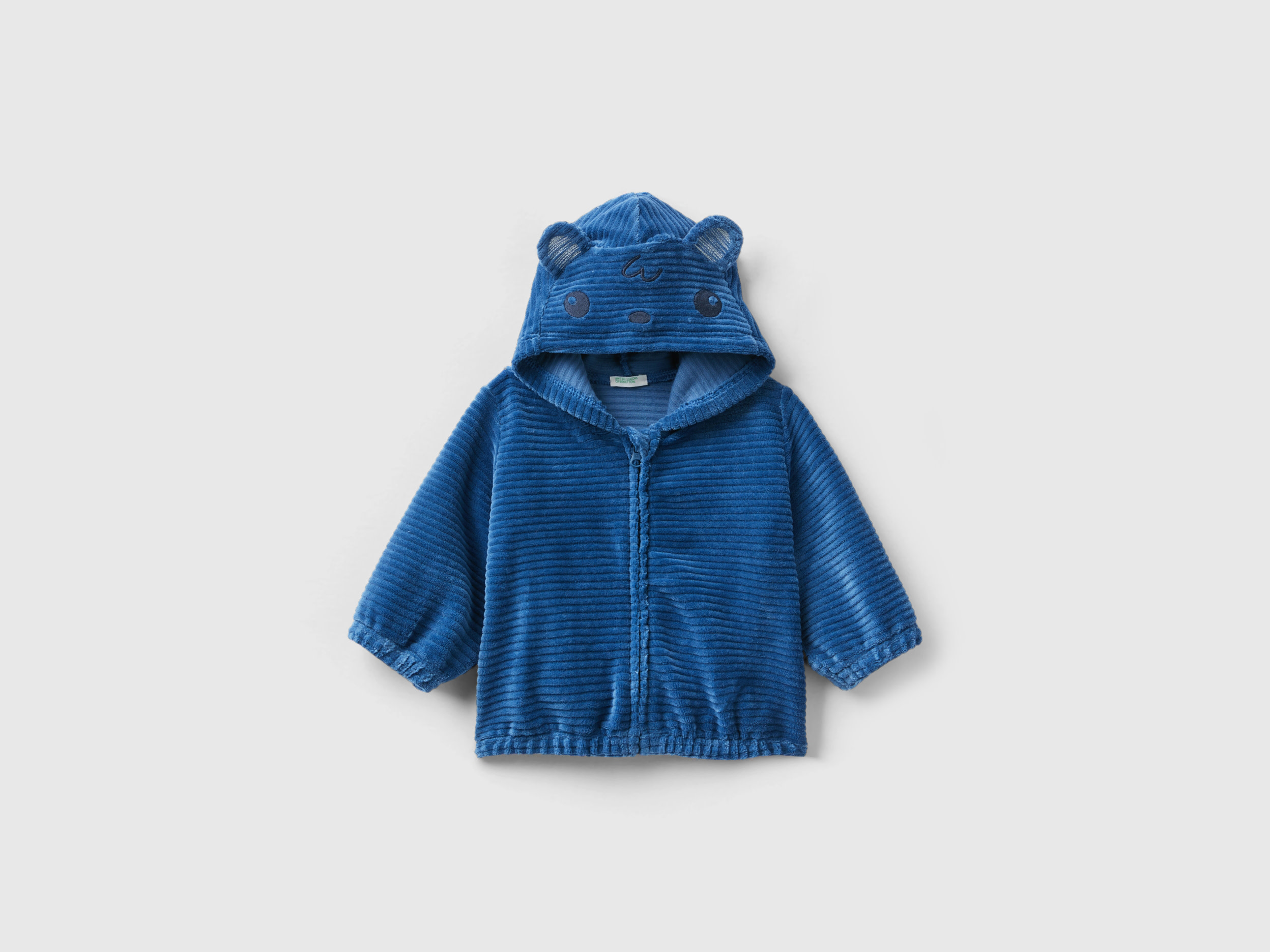 Benetton, Sweatshirt In Chenille With Hood, size 0-1, Blue, Kids