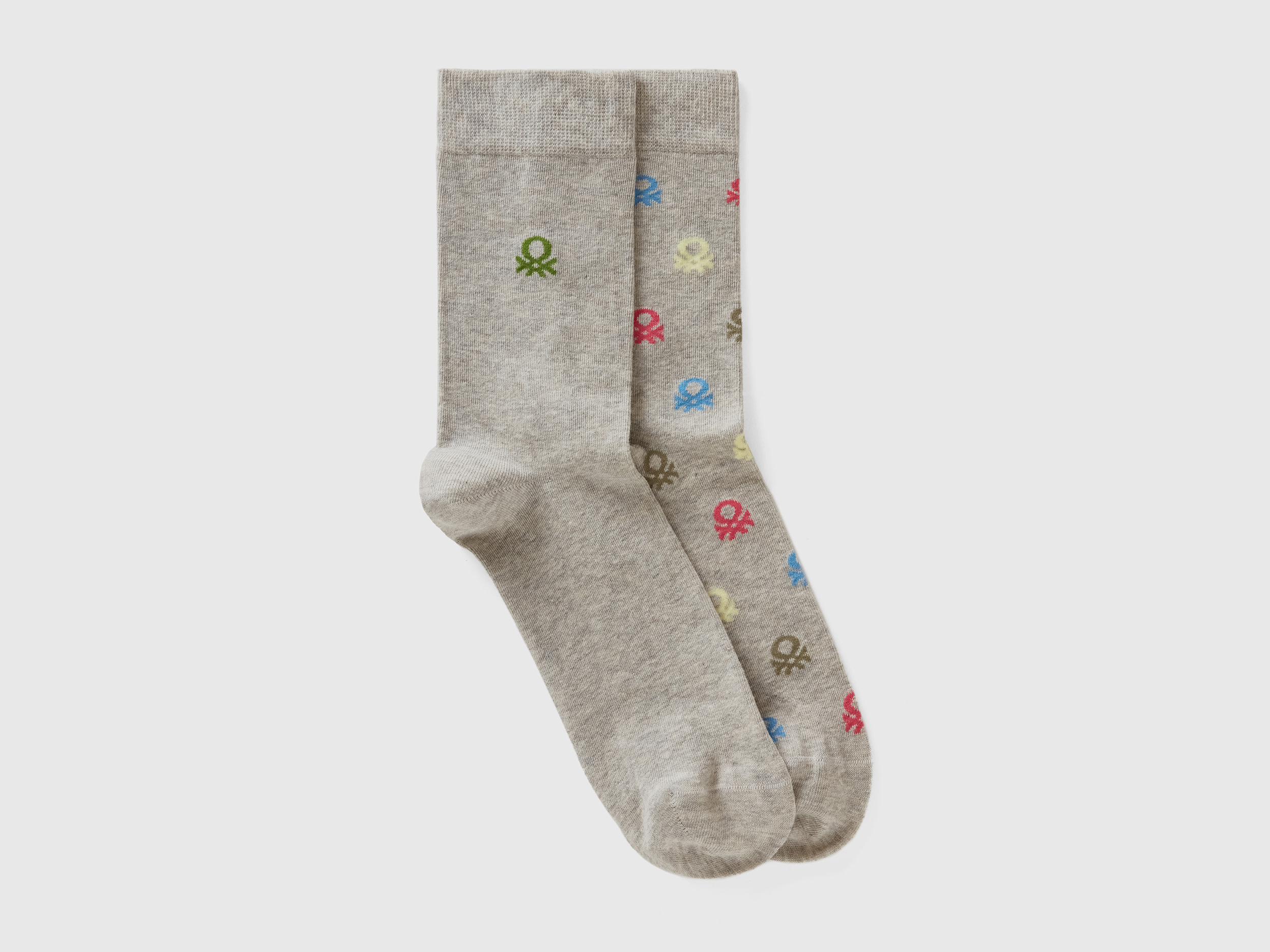 Image of Benetton, Two Pairs Of Long Socks With Logos, size 36-38, Gray, Women