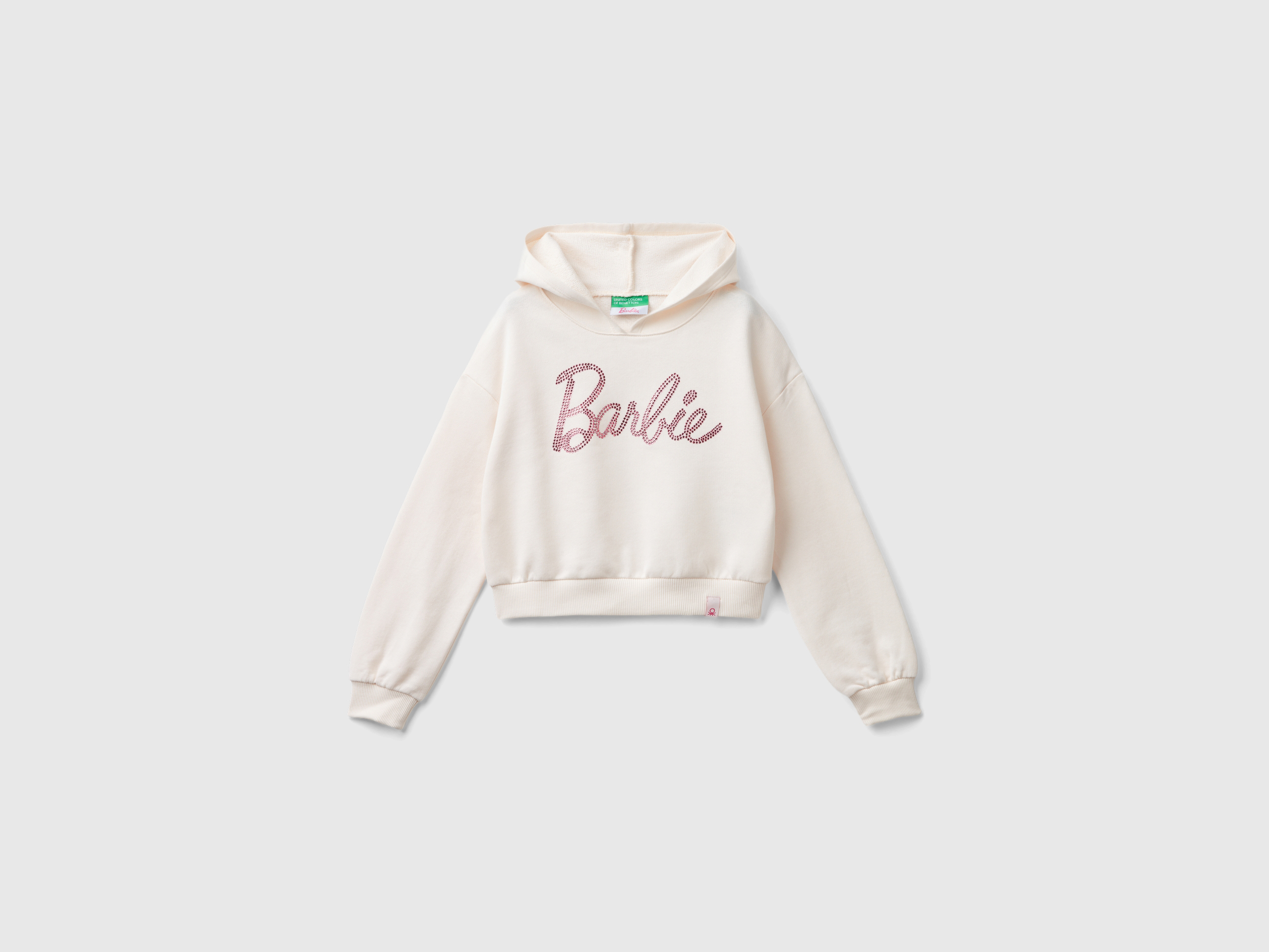 Benetton, Creme-weißes Sweater Mit Barbie Und Strass, size L, Cremeweiss, female