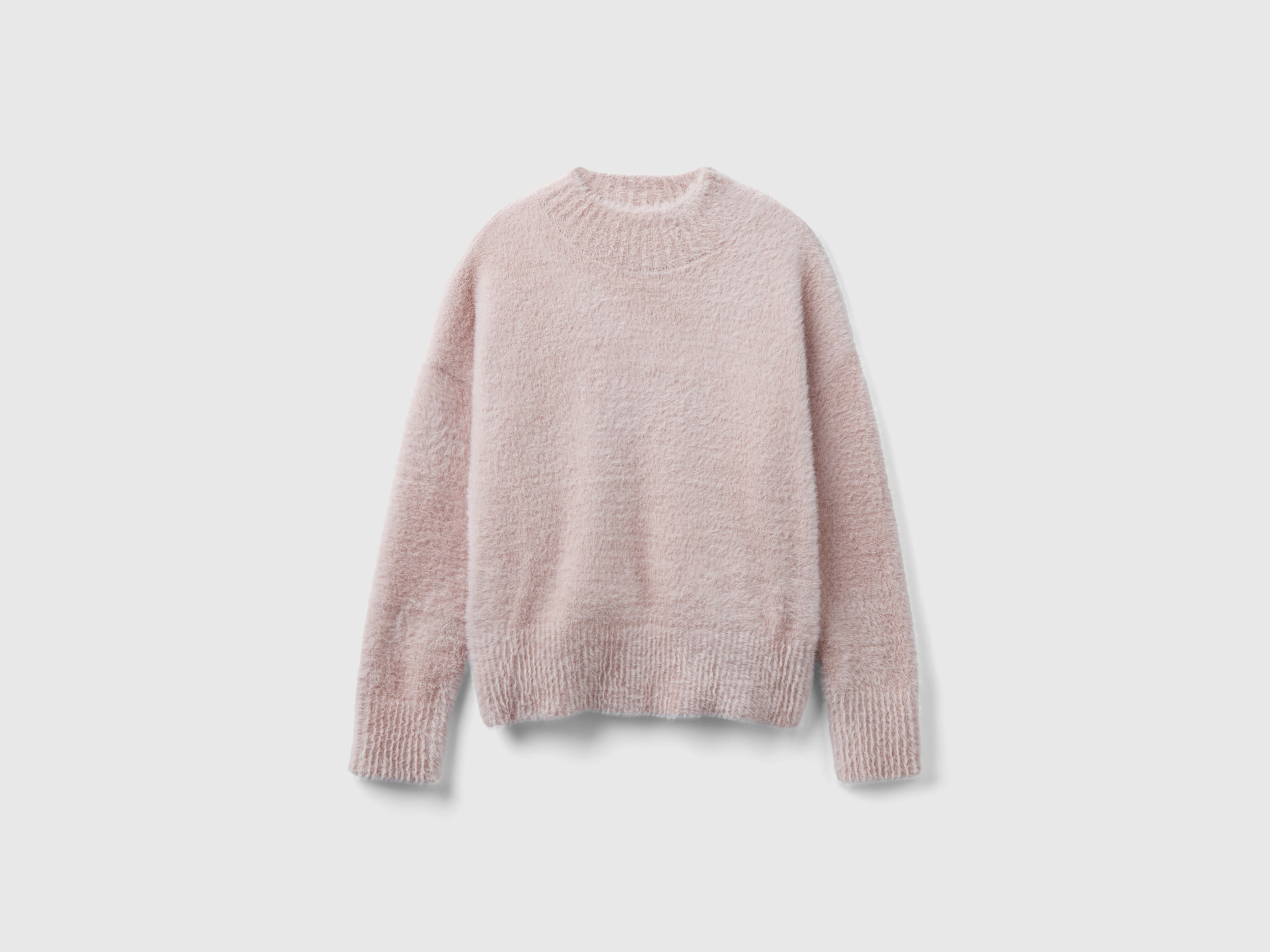 Benetton, Furry Yarn Turtleneck Sweater, size 2XL, Pink, Kids