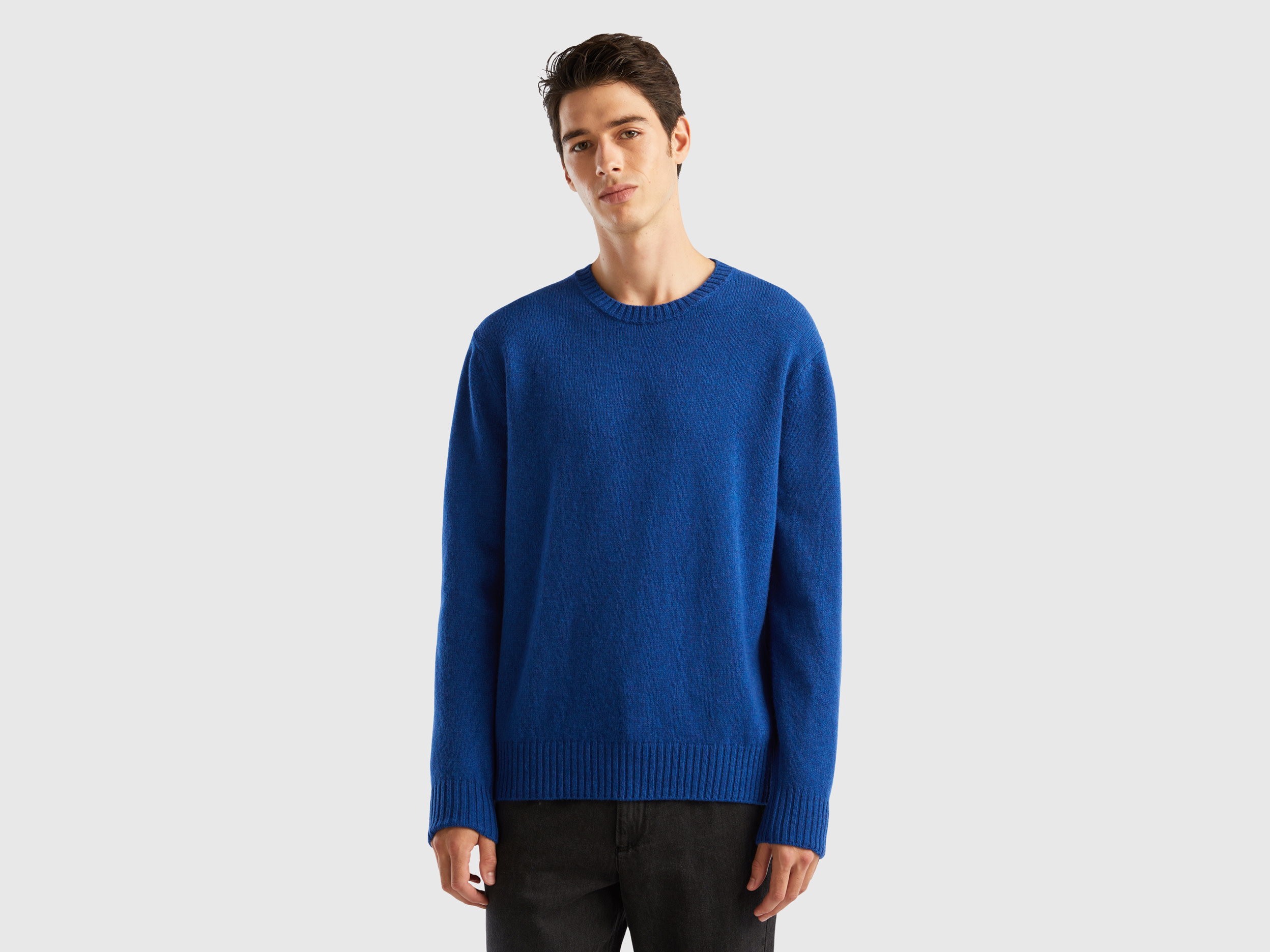 Benetton, Sweater In Shetland Wool, size XL, Bright Blue, Men
