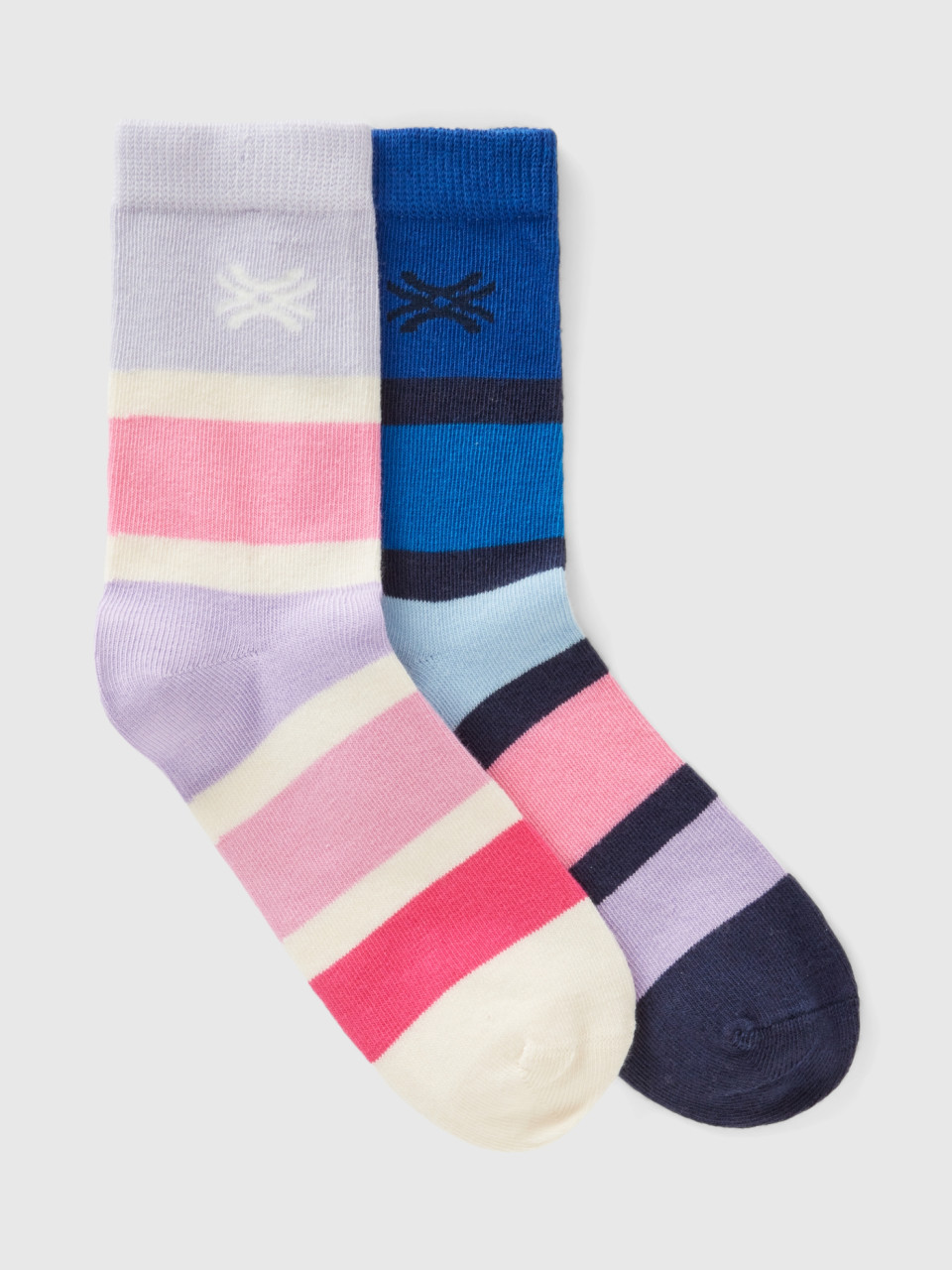 Benetton, Two Pairs Of Striped Socks, Multi-color, Kids