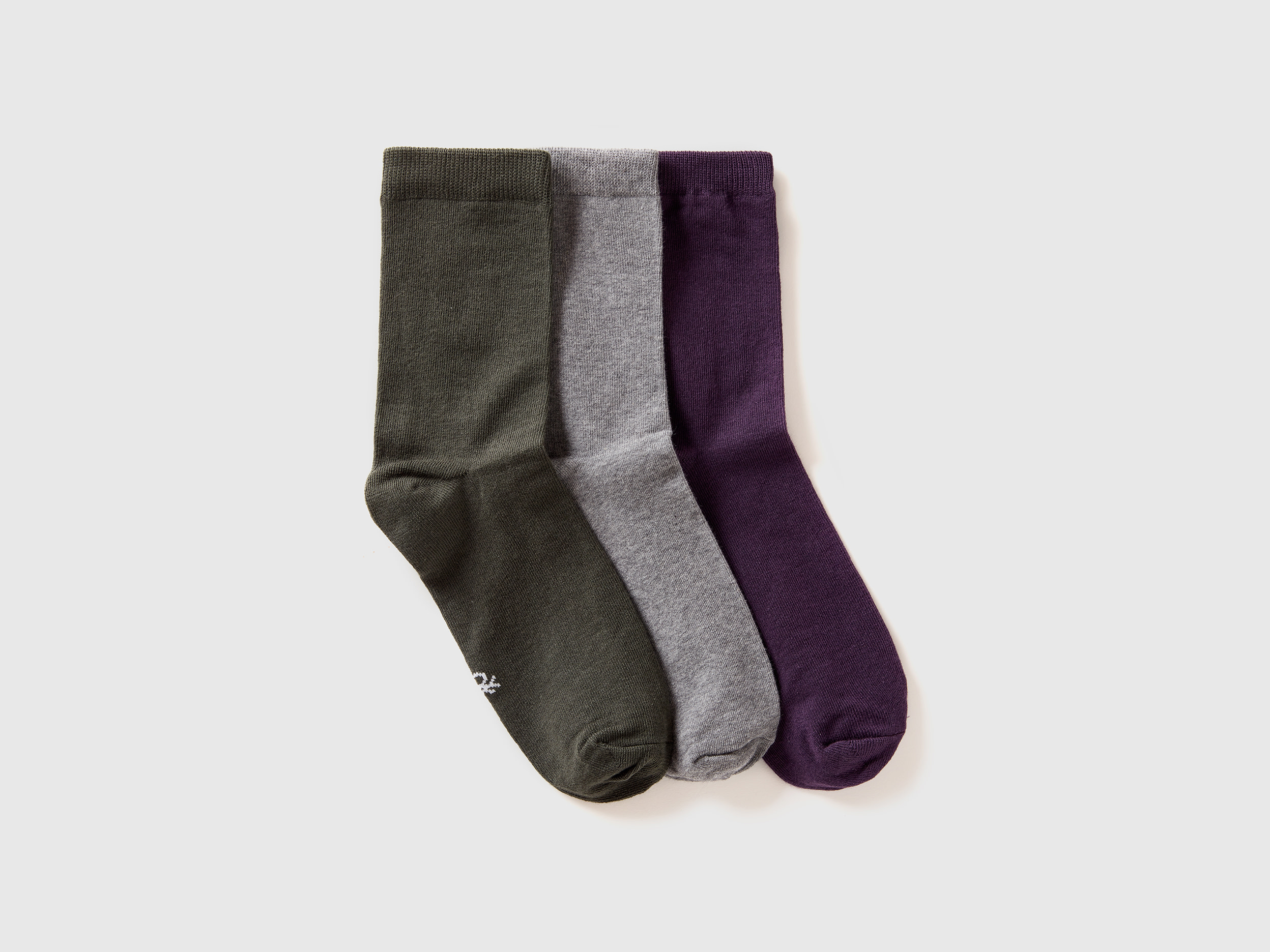 Benetton, Set Calzini Lunghi In Misto Cotone Bio Stretch, Multicolore, Donna