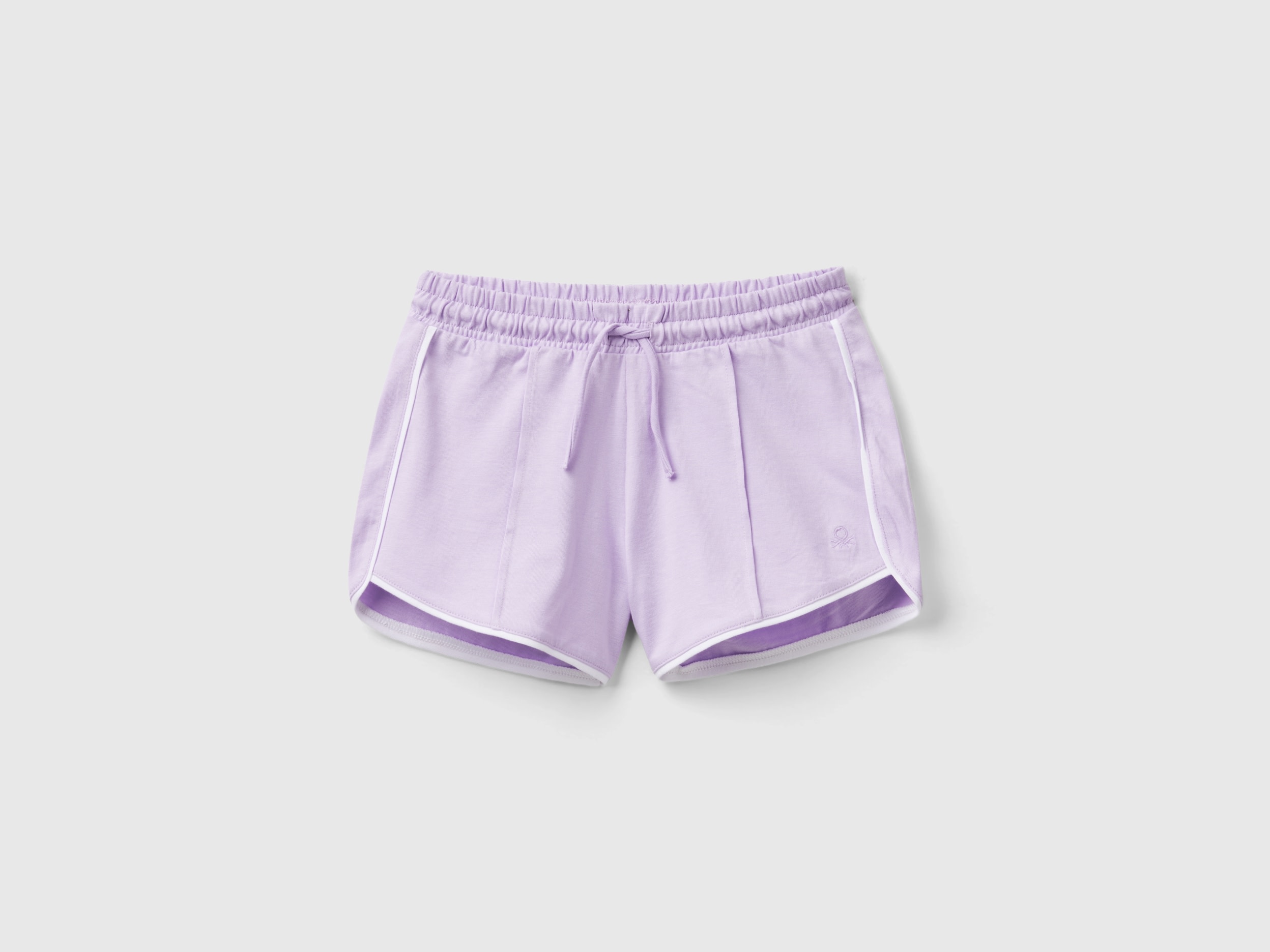 Benetton, Shorts Con Coulisse 100% Cotone, Lilla, Bambini