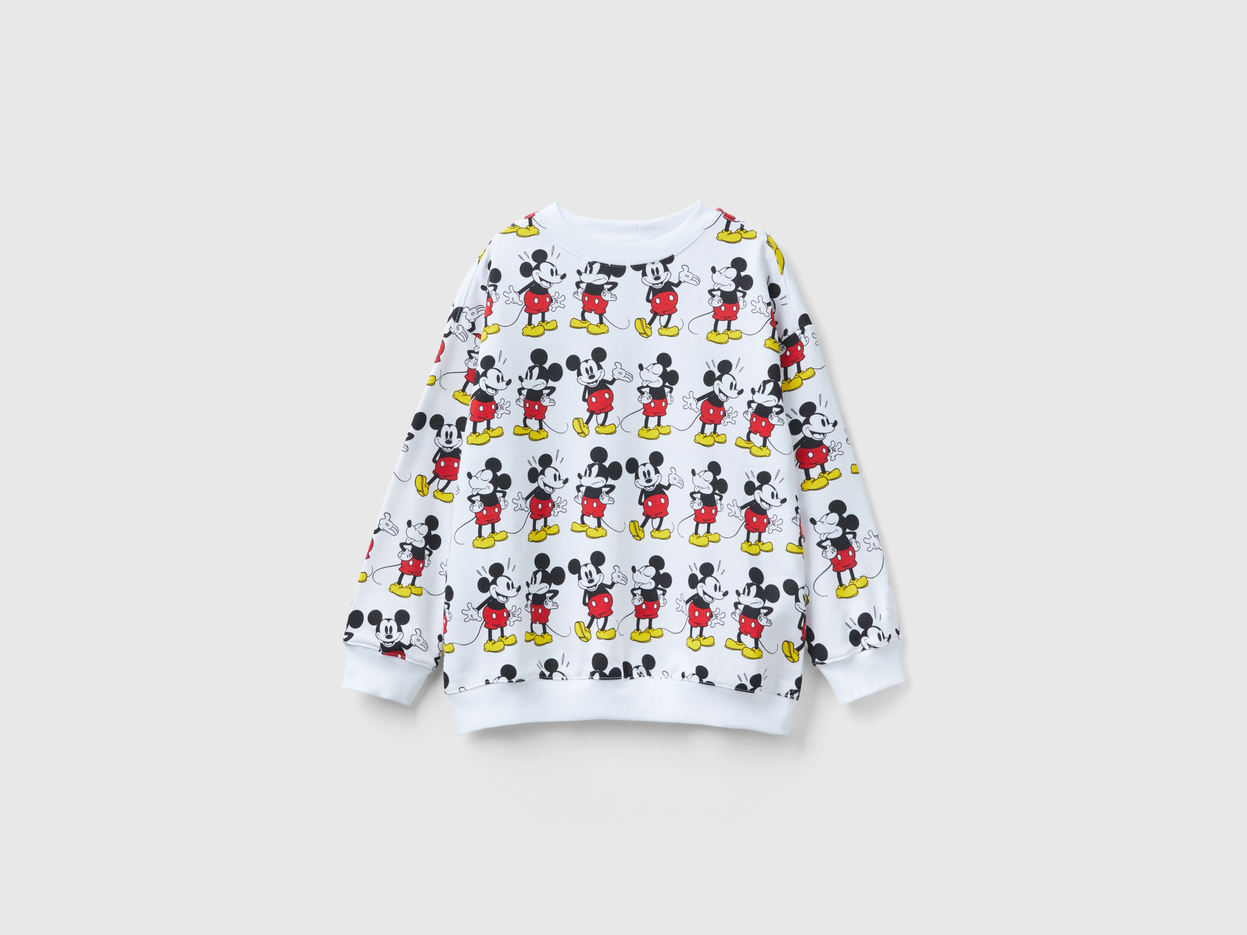 Benetton, White Sweatshirt With Mickey Mouse Print, size S, White, Kids