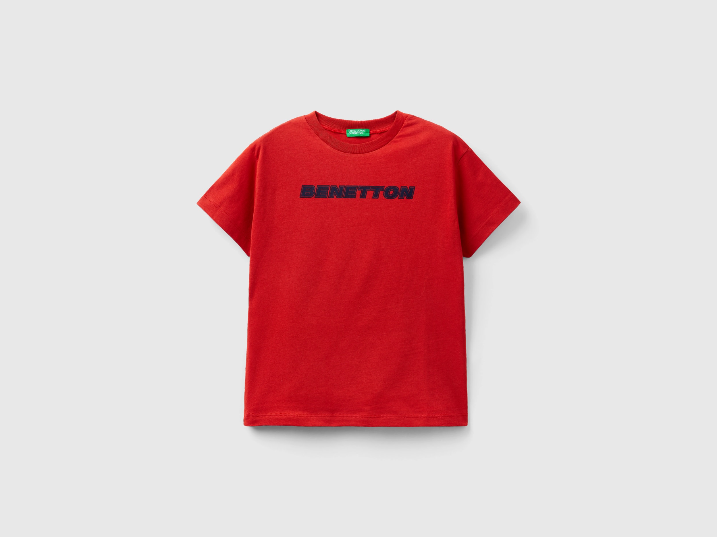Benetton, 100% Cotton T-shirt With Logo, size 3XL, Brick Red, Kids