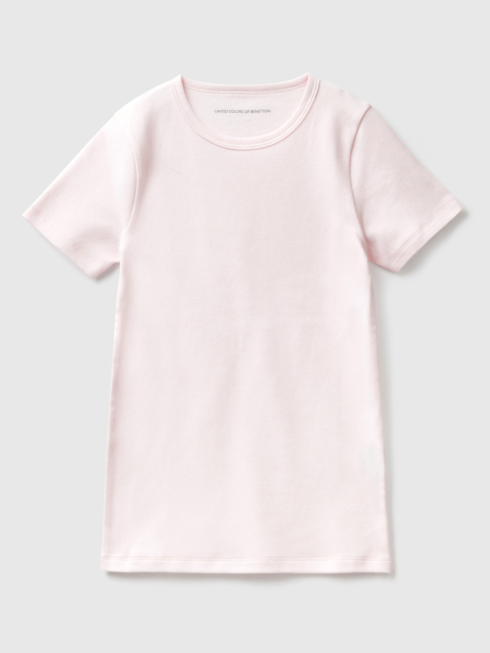 Benetton, T-shirt Manches Courtes En Coton Chaud, Rose, Enfants