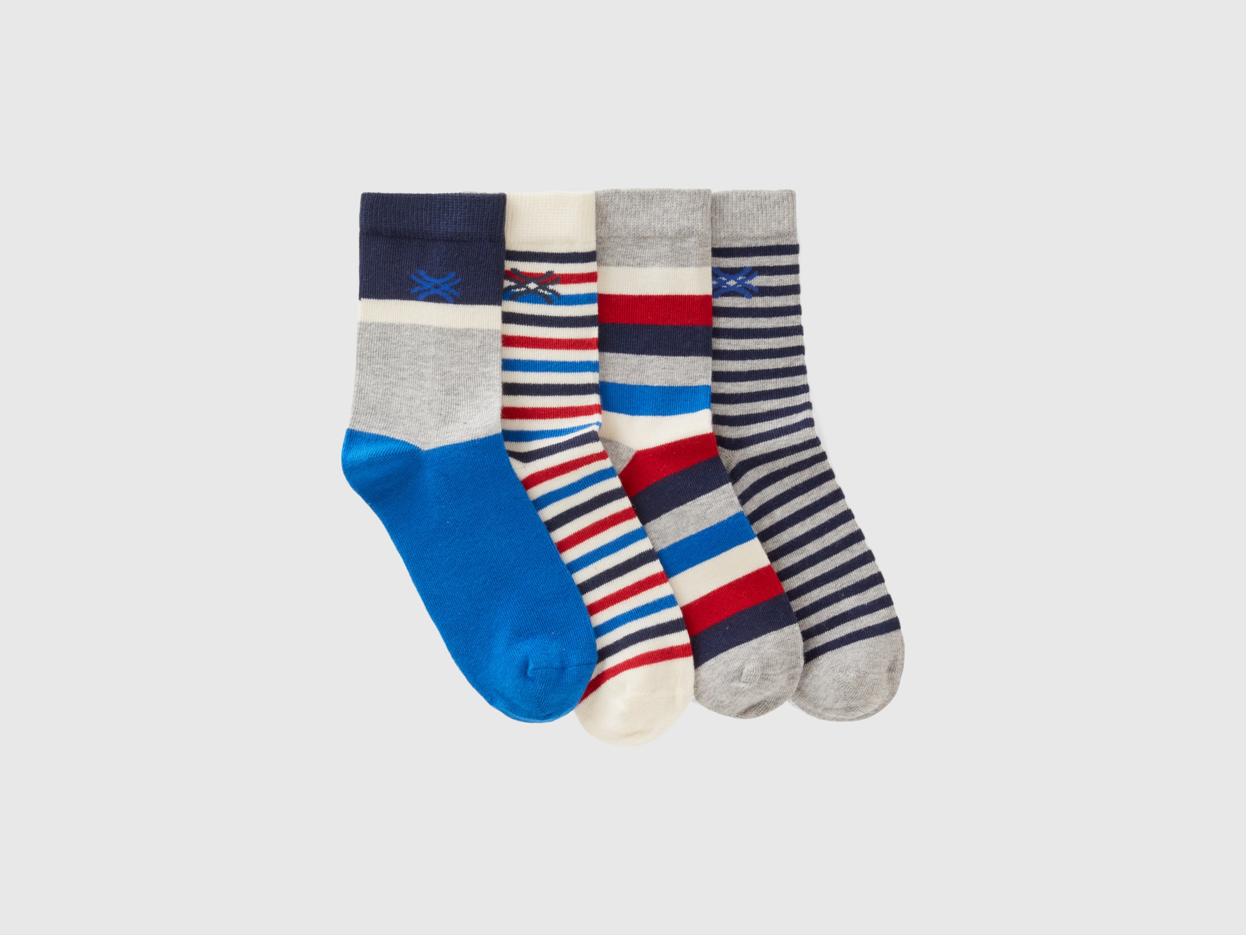 Benetton, Set Of Striped Jacquard Socks, size 8-9, Multi-color, Kids