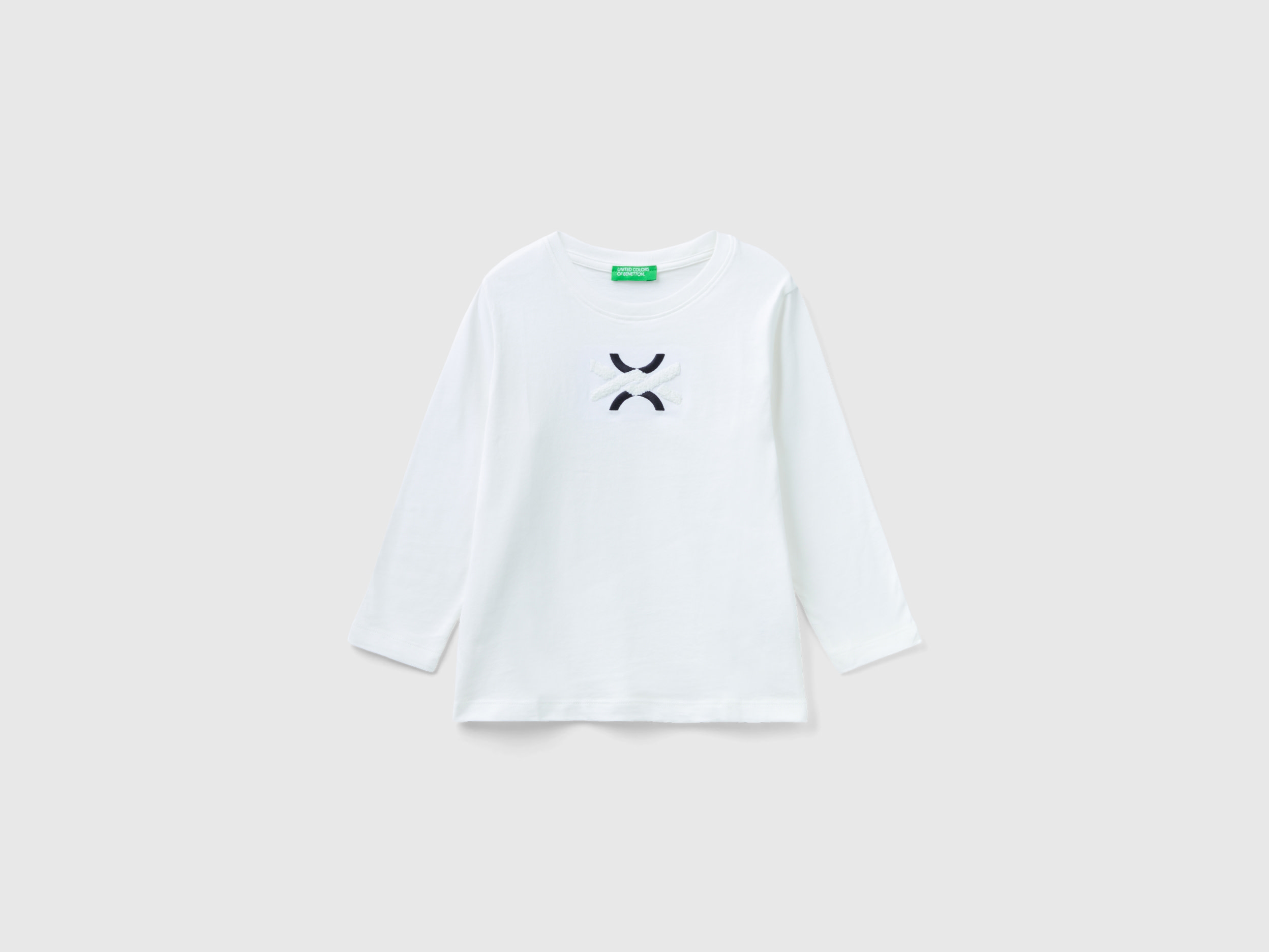 Benetton, T-shirt With Terry Embroidery, size 3-4, White, Kids