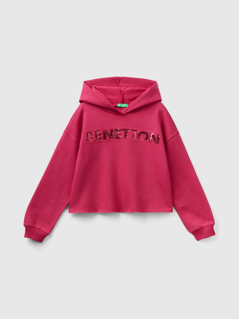 Benetton, Kapuzen-sweatshirt Mit Pailletten, Zyklame, female