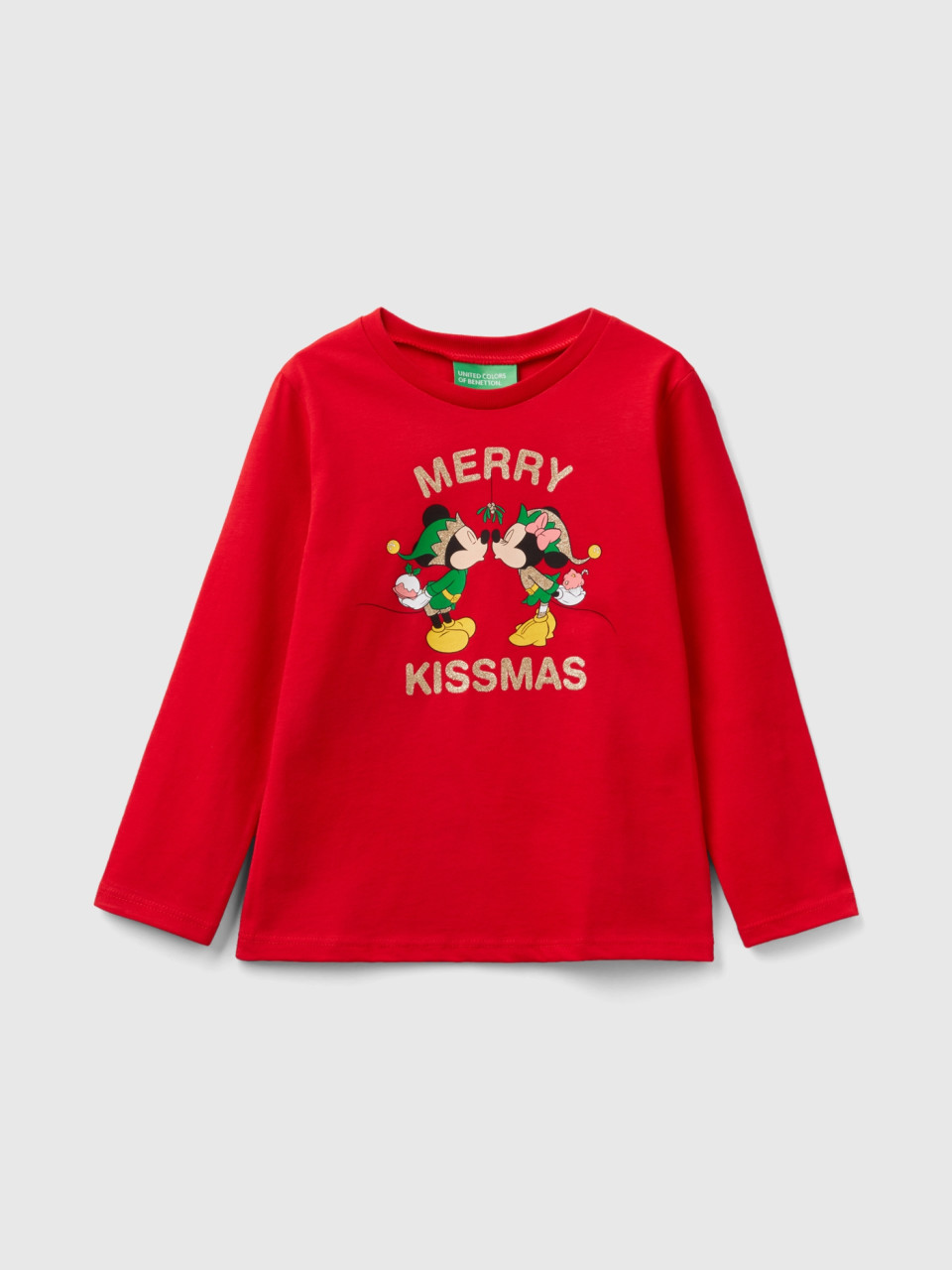 Benetton, Weihnachtliches ©disney-shirt, Rot, female