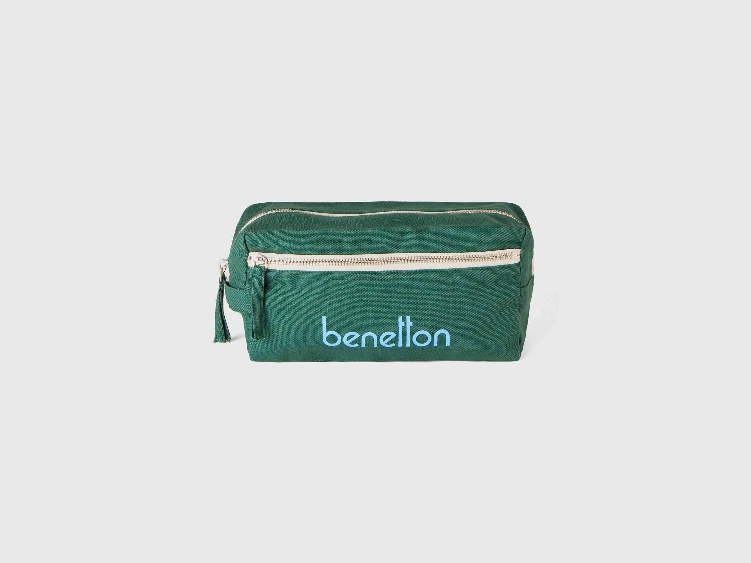 Benetton, Military Green Beauty Case In Pure Cotton, Verde Militare, Donna
