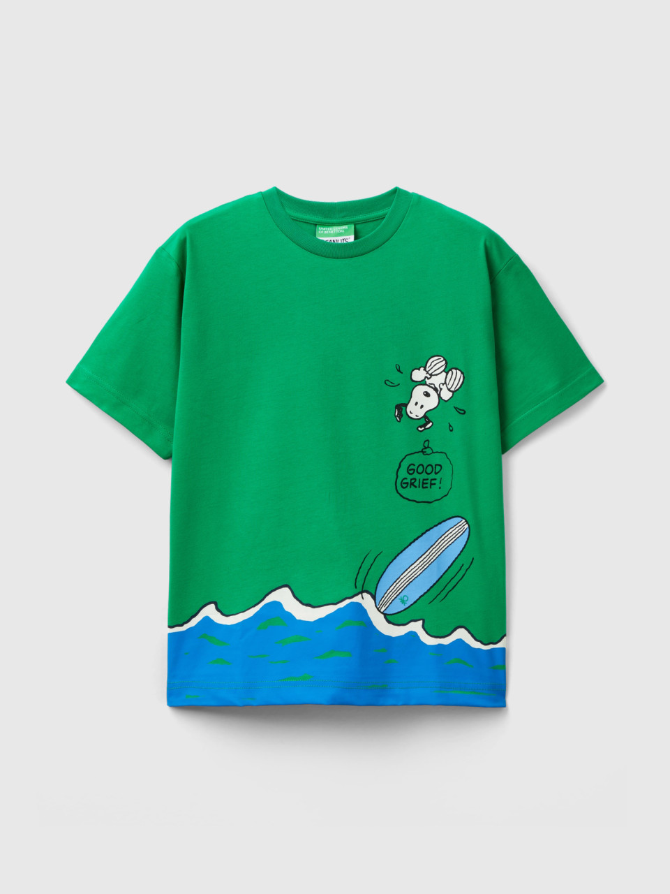 Benetton, T-shirt With ©peanuts Print, Green, Kids